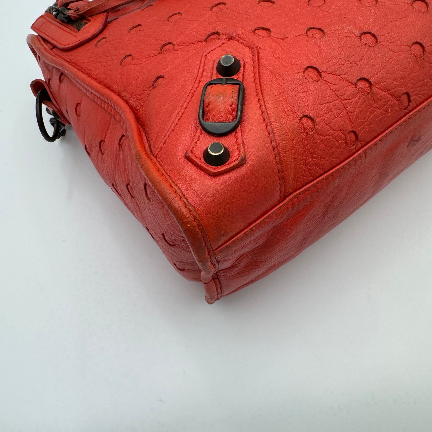 Balenciaga Red Perforated Leather Classic City Bag