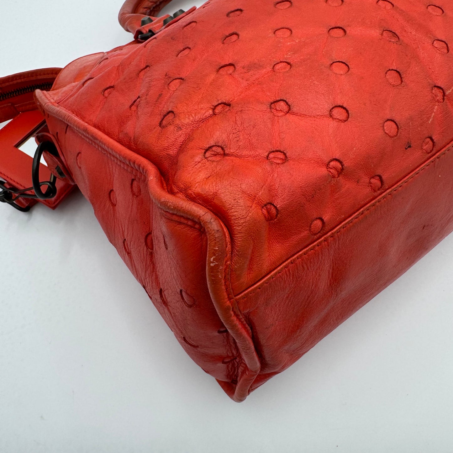Balenciaga Red Perforated Leather Classic City Bag