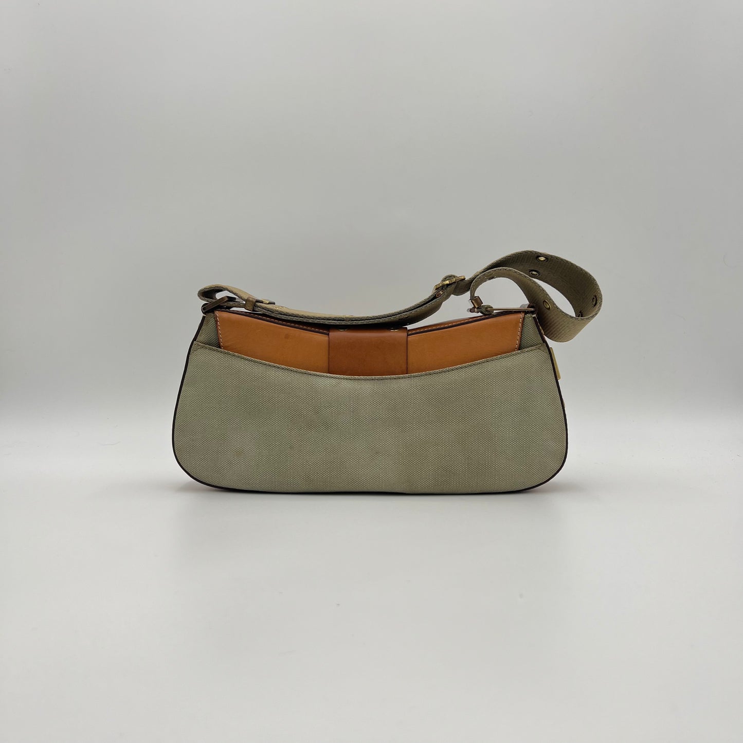 Christian Dior Khaki Green Canvas and Tan Leather Columbus