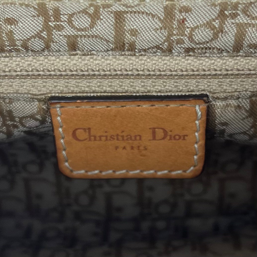 Christian Dior Khaki Green Canvas and Tan Leather Columbus