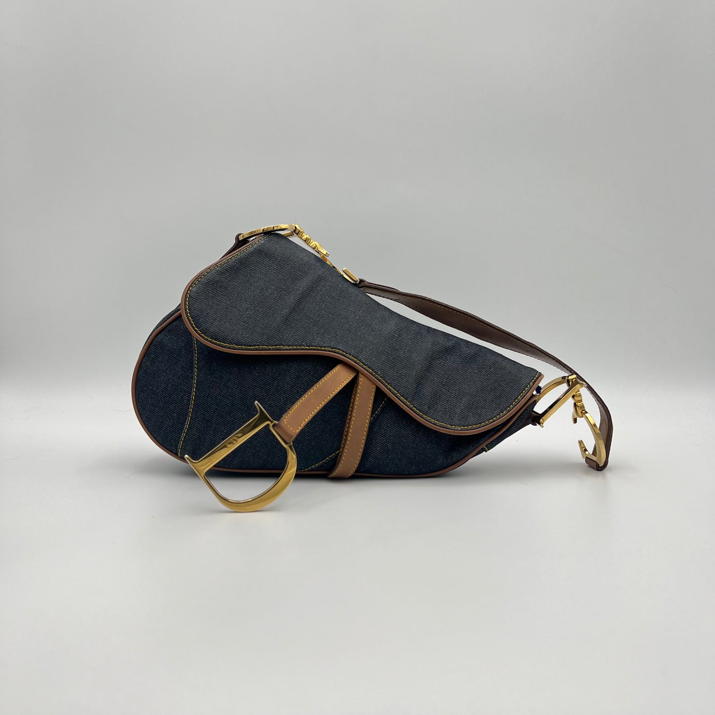 Christian Dior Blue Denim Saddle