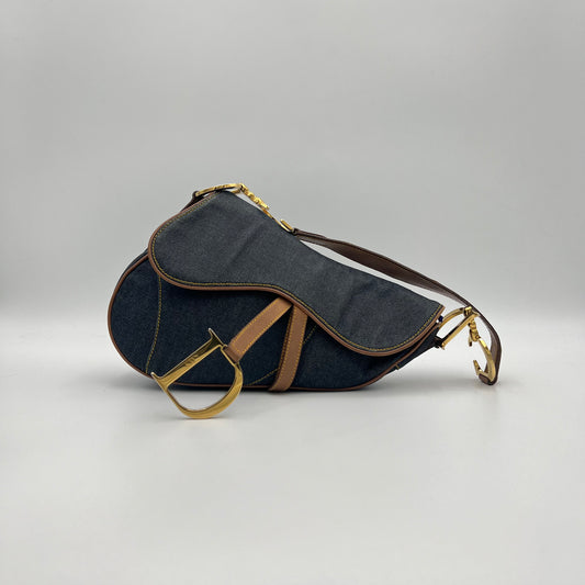 Christian Dior Blue Denim Saddle
