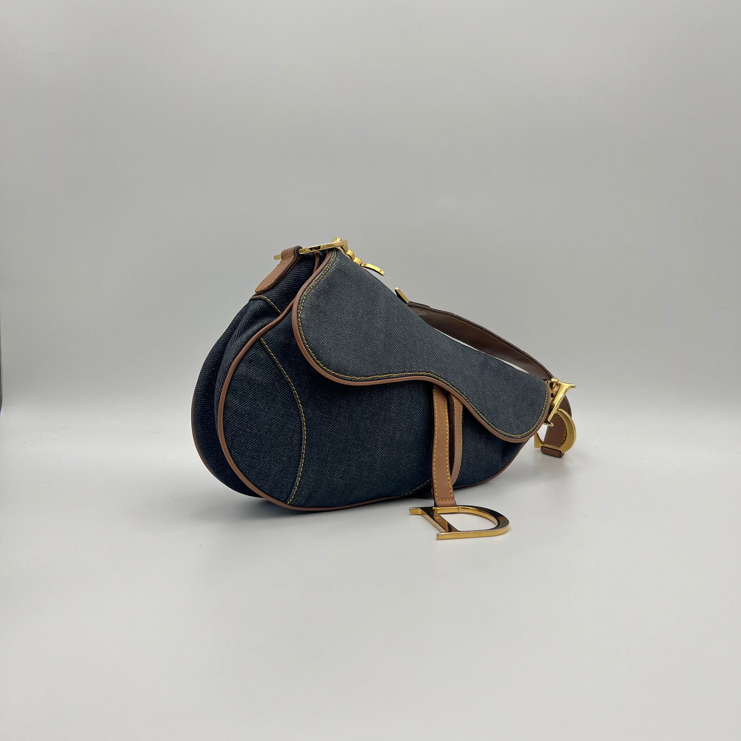 Christian Dior Blue Denim Saddle