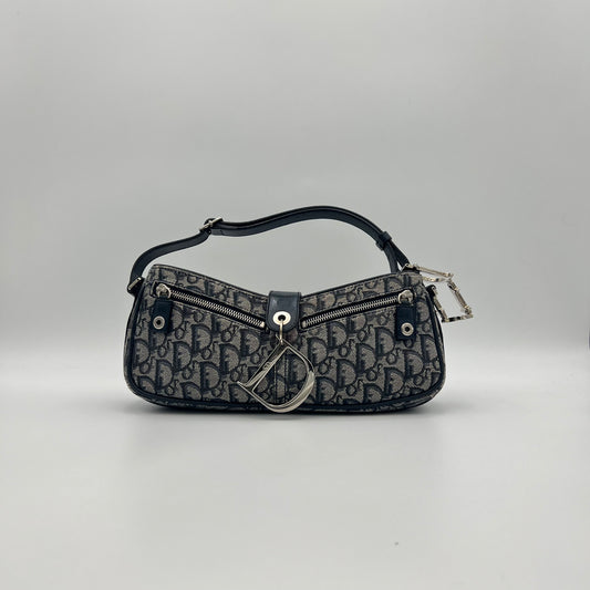 Christian Dior Navy Blue Oblique Canvas D Charm Spellout Shoulder Bag