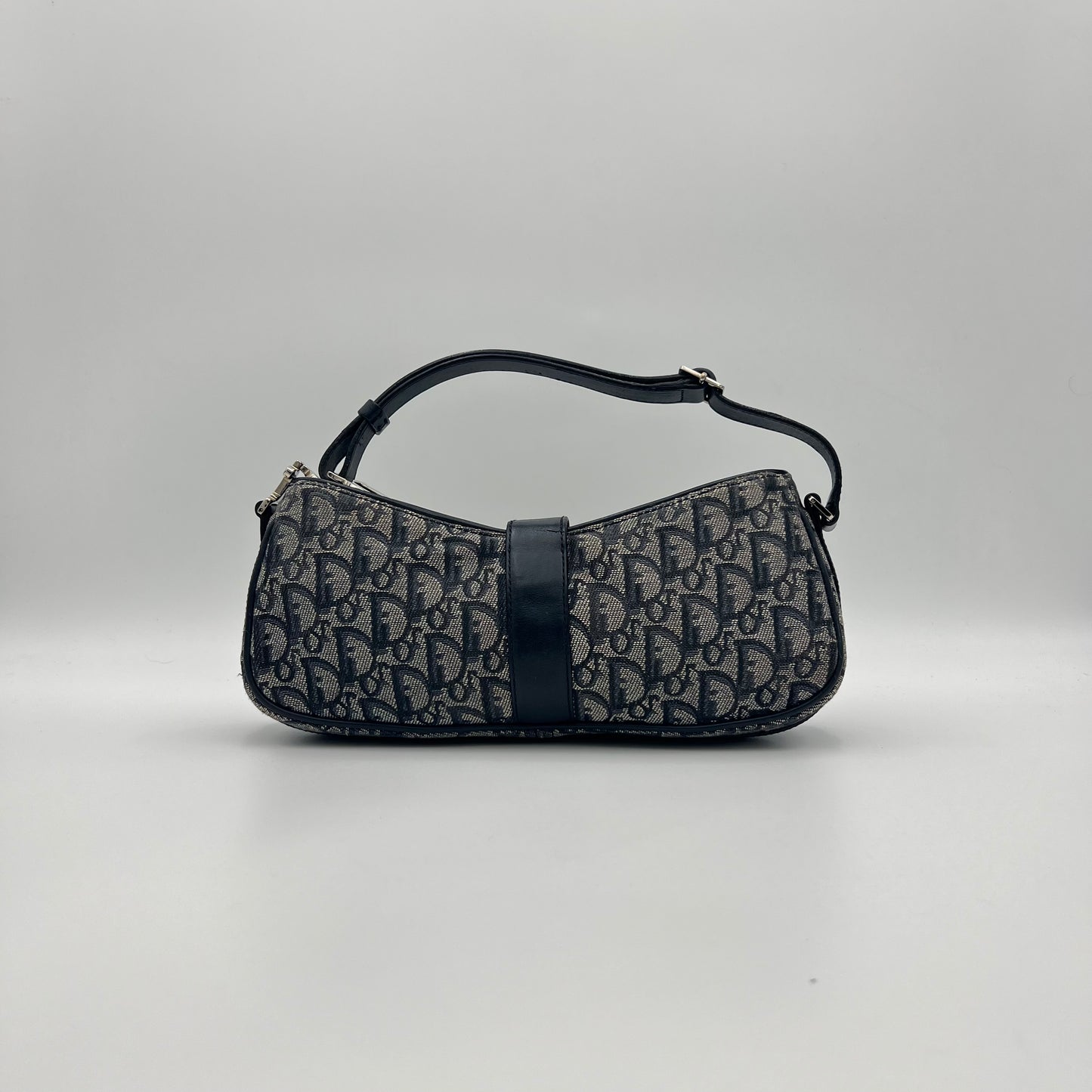 Christian Dior Navy Blue Oblique Canvas D Charm Spellout Shoulder Bag