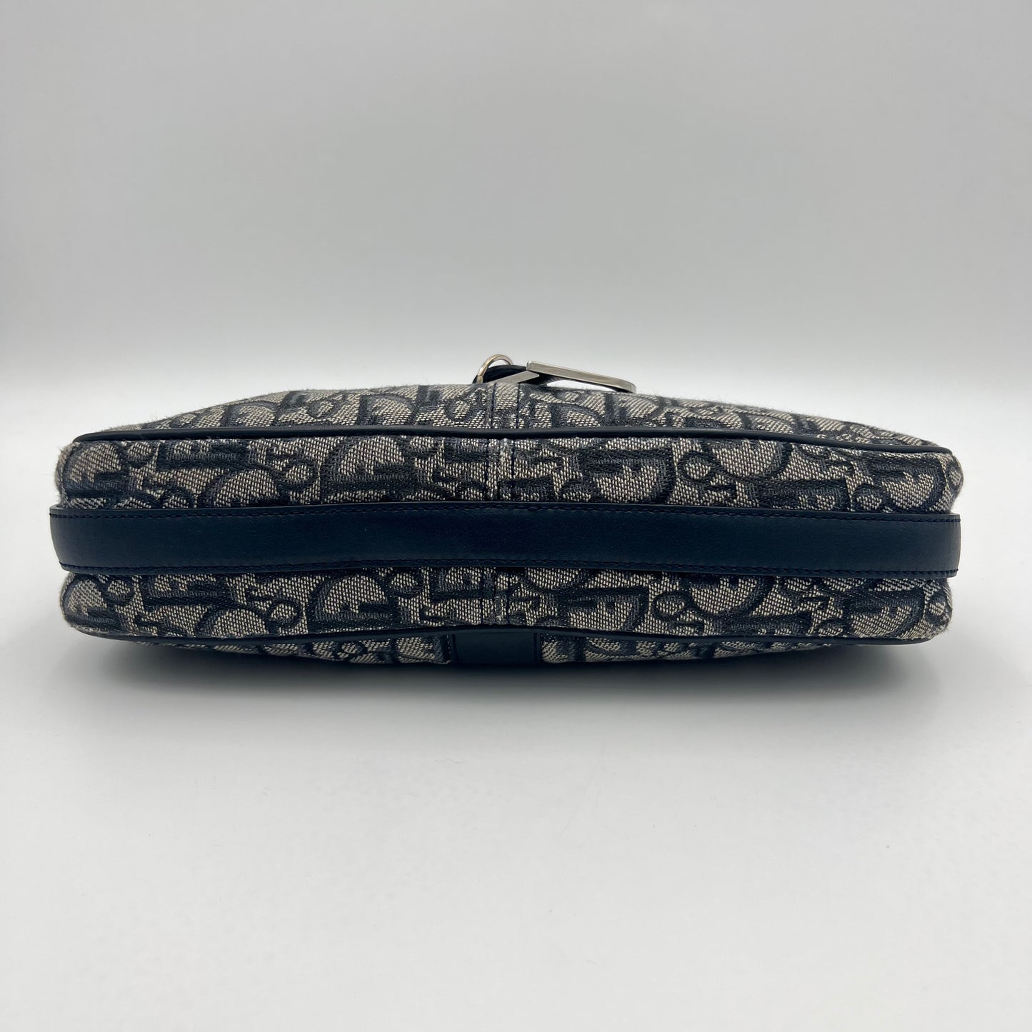 Christian Dior Navy Blue Oblique Canvas D Charm Spellout Shoulder Bag