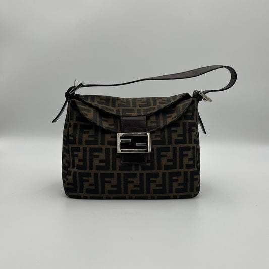 Fendi Tobacco Zucca Double Flap Baguette
