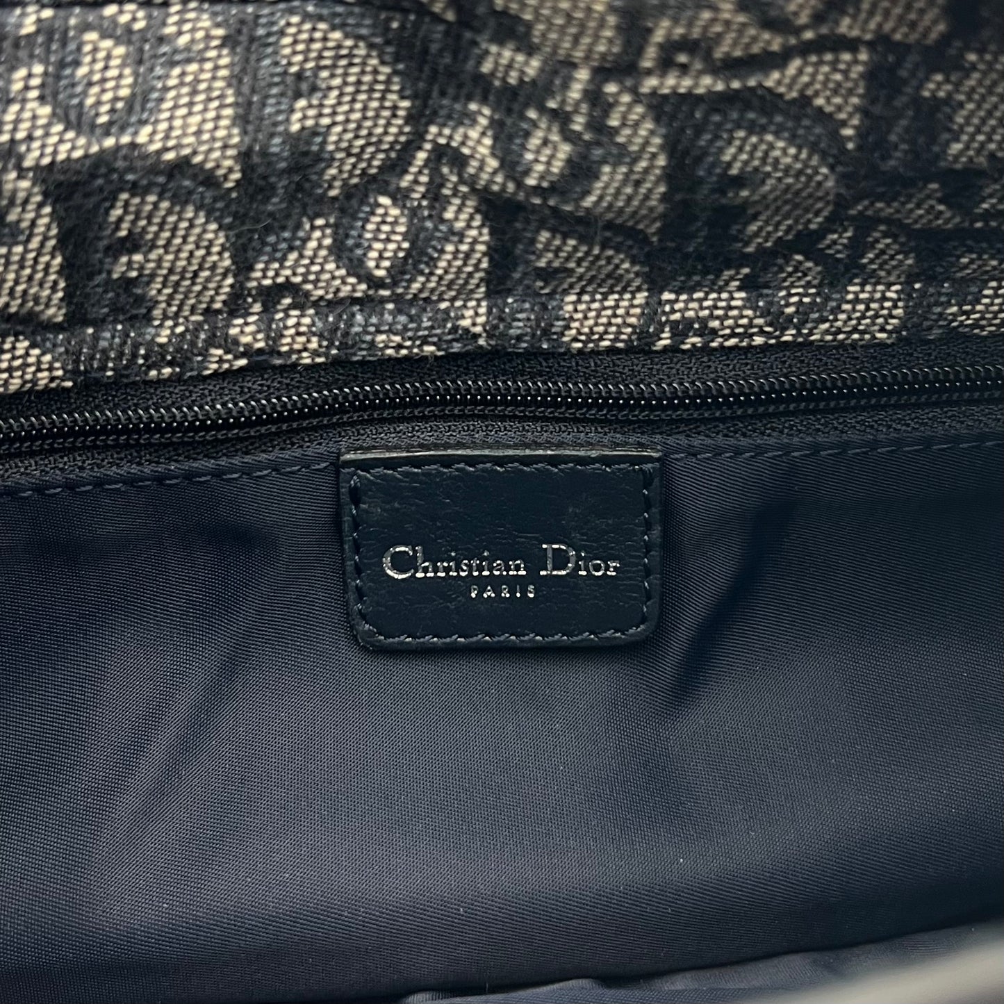 Christian Dior Navy Blue Oblique Canvas D Charm Spellout Shoulder Bag