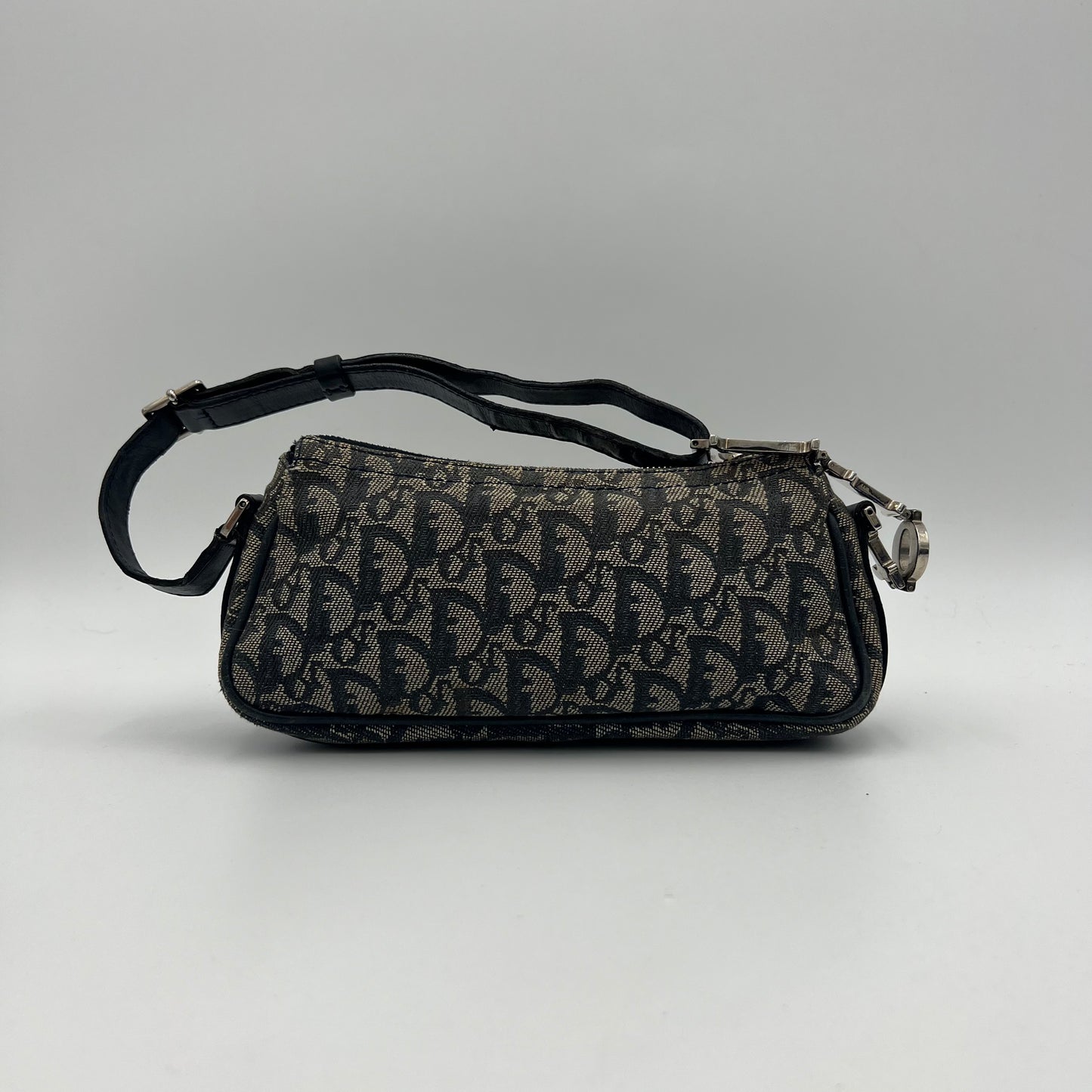 Christian Dior Navy Blue Oblique Canvas D Charm Spellout Pochette