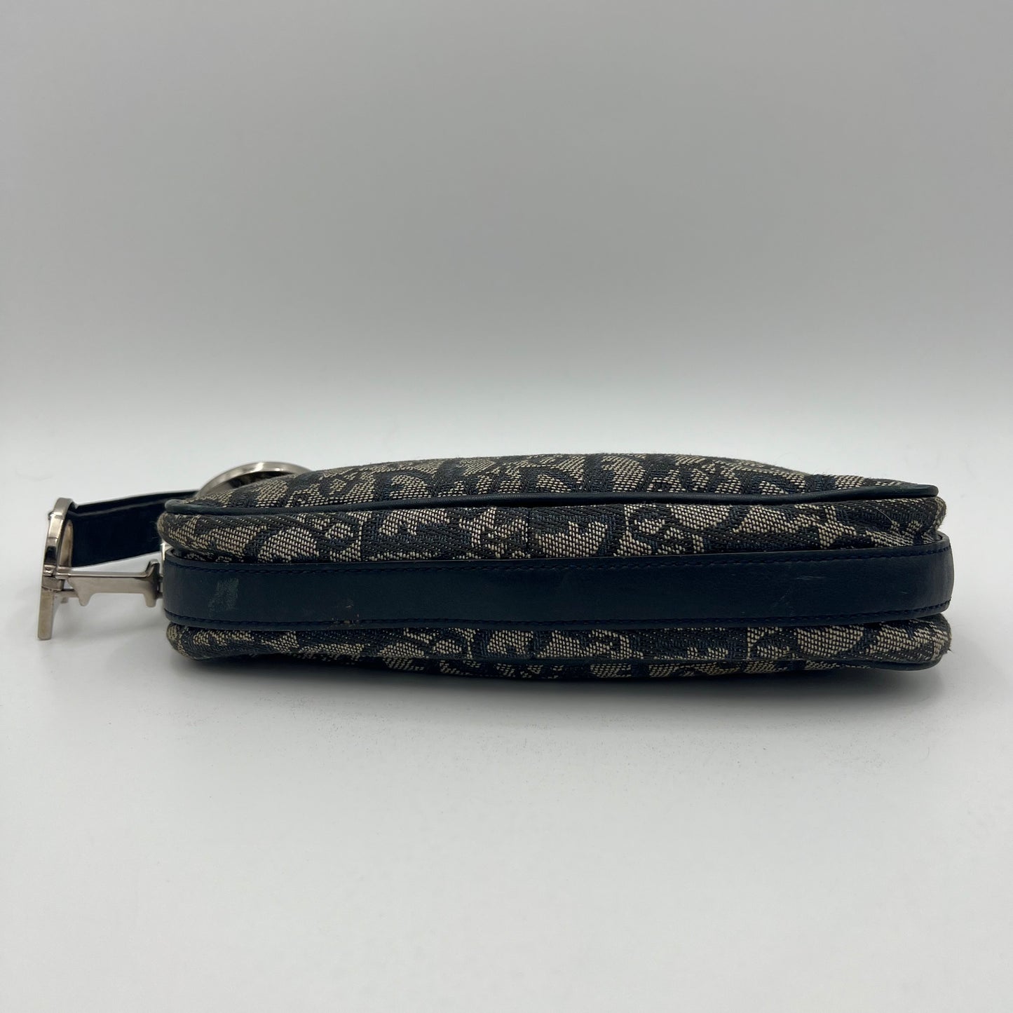 Christian Dior Navy Blue Oblique Canvas D Charm Spellout Pochette