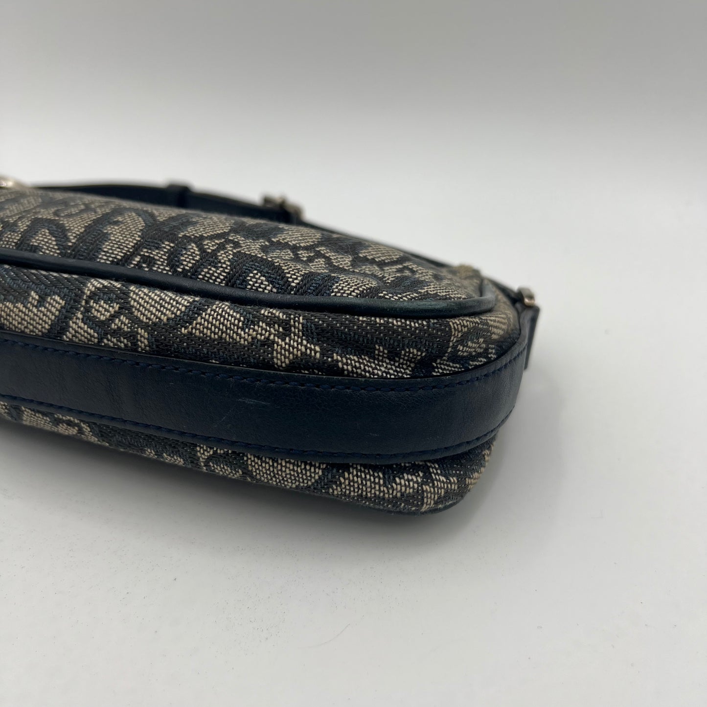 Christian Dior Navy Blue Oblique Canvas D Charm Spellout Pochette
