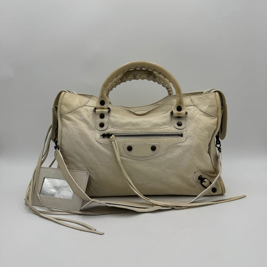 Balenciaga White Leather Classic City