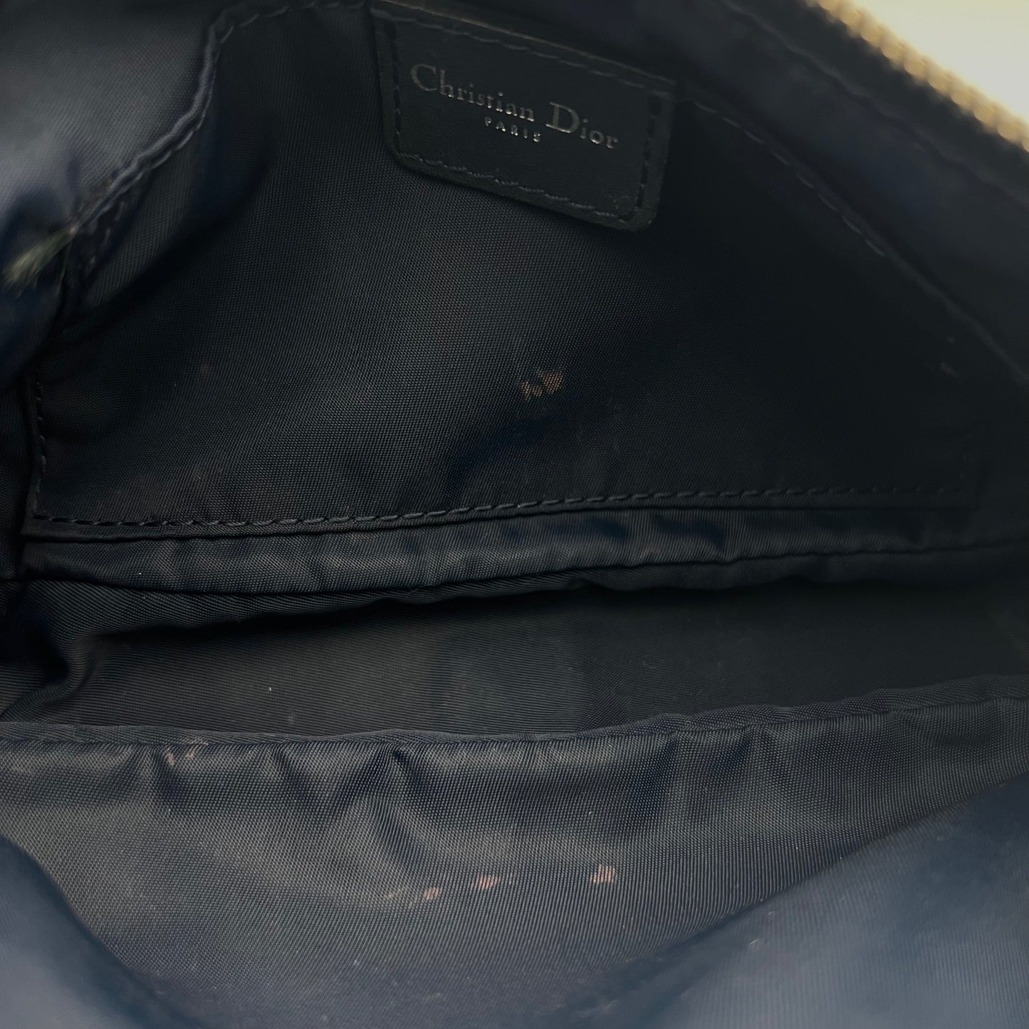 Christian Dior Navy Blue Oblique Canvas D Charm Spellout Pochette