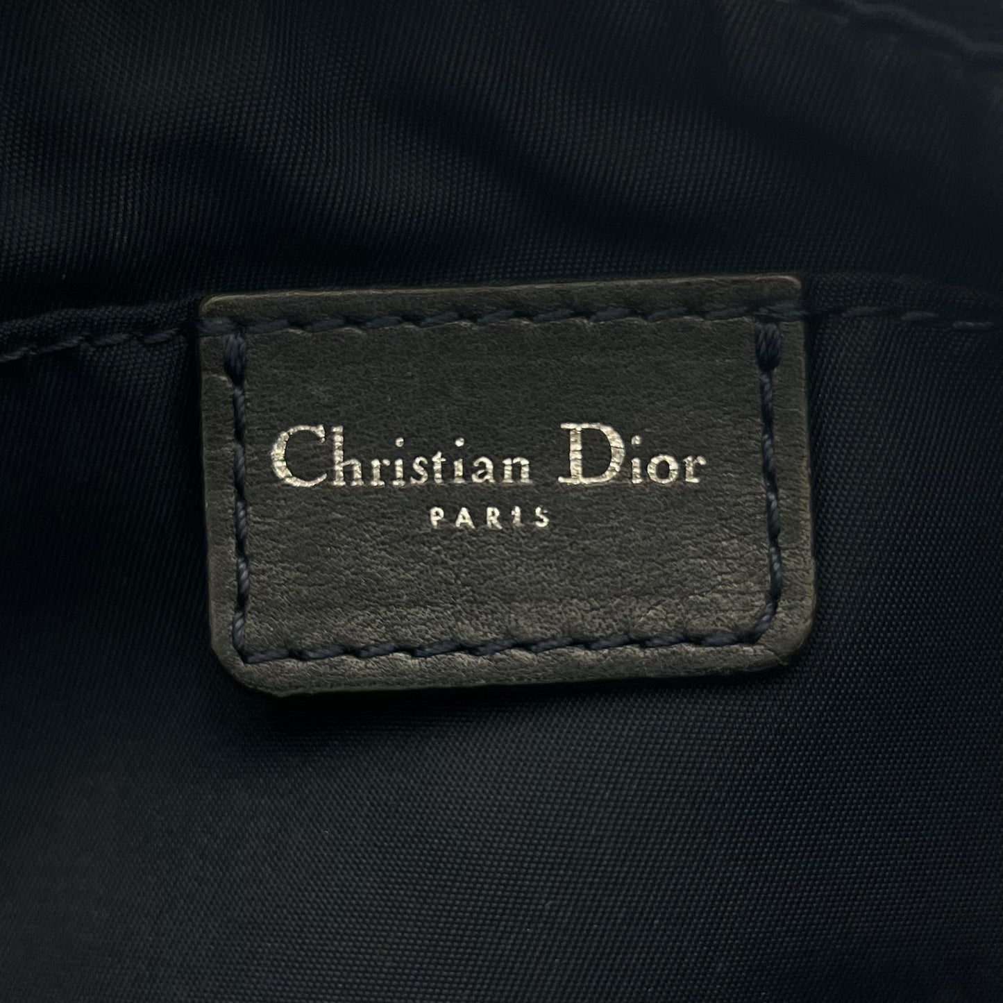 Christian Dior Navy Blue Oblique Canvas D Charm Spellout Pochette