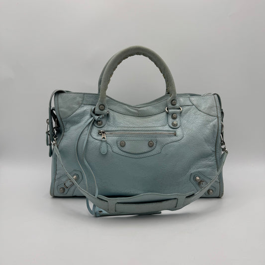Balenciaga Light Blue Leather Giant 12 City Bag SHW