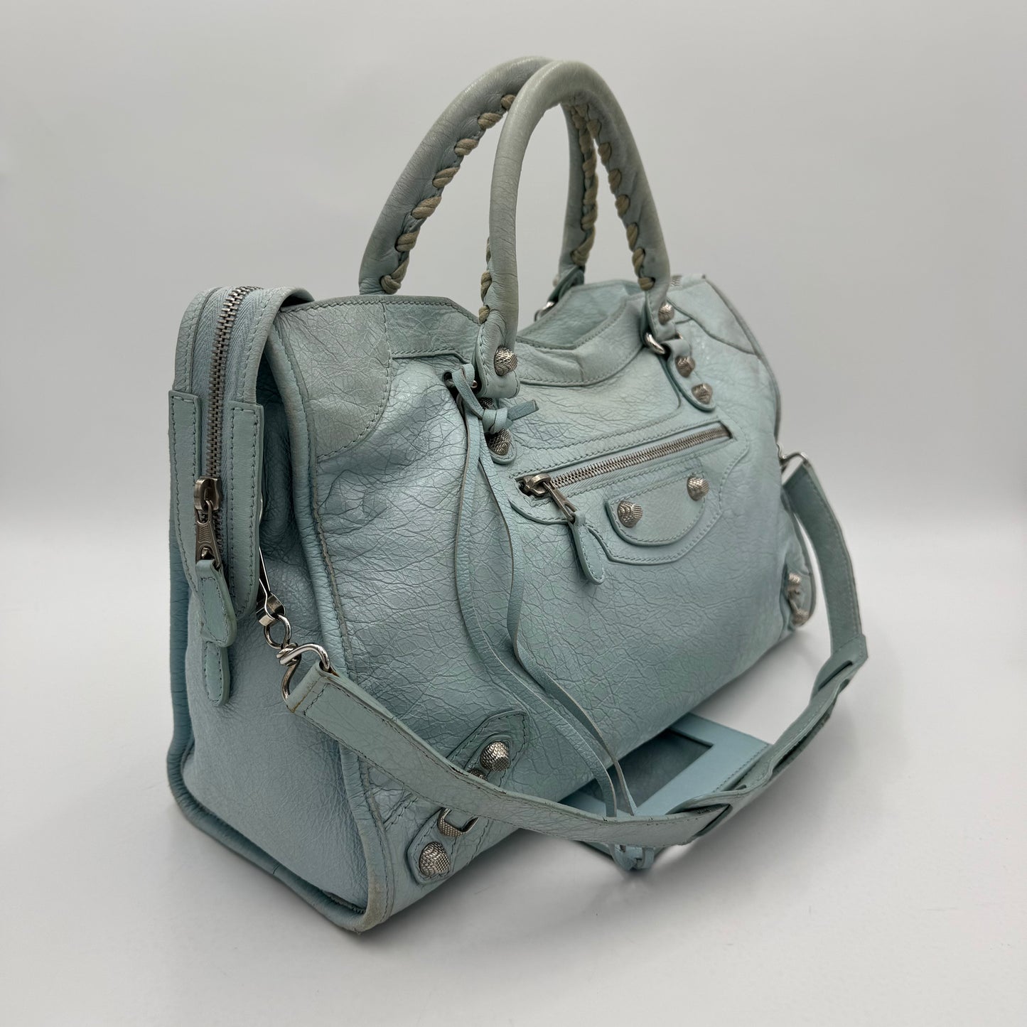 Balenciaga Light Blue Leather Giant 12 City Bag SHW