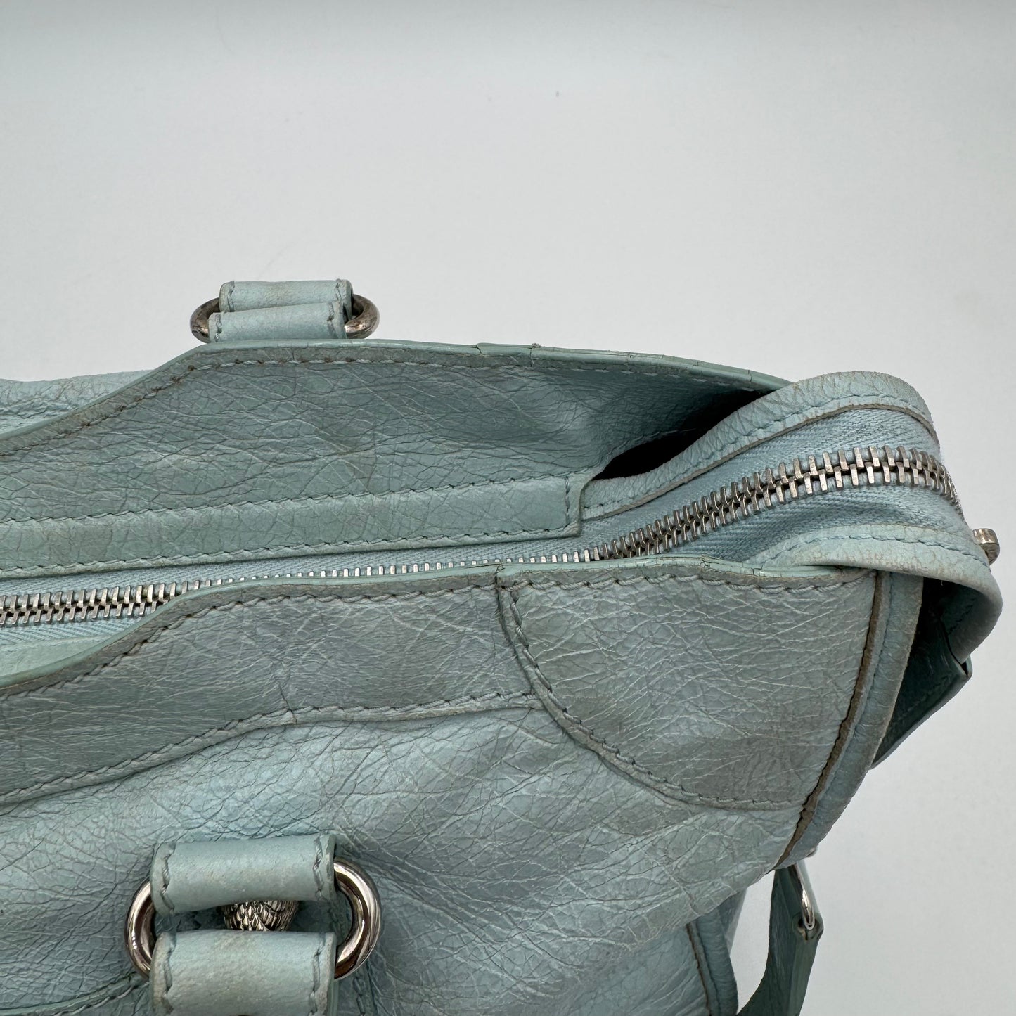 Balenciaga Light Blue Leather Giant 12 City Bag SHW