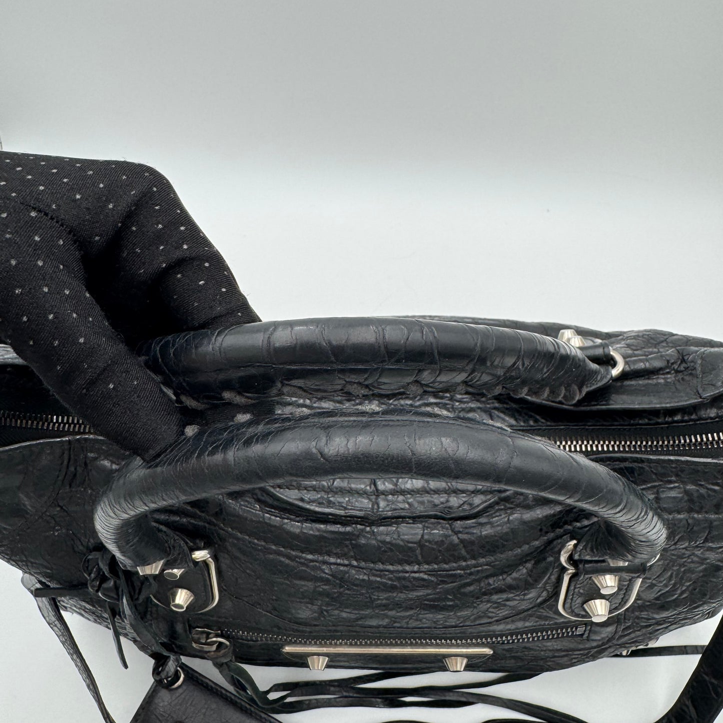 Balenciaga Black Arena Lambskin Metallic Edge City SHW