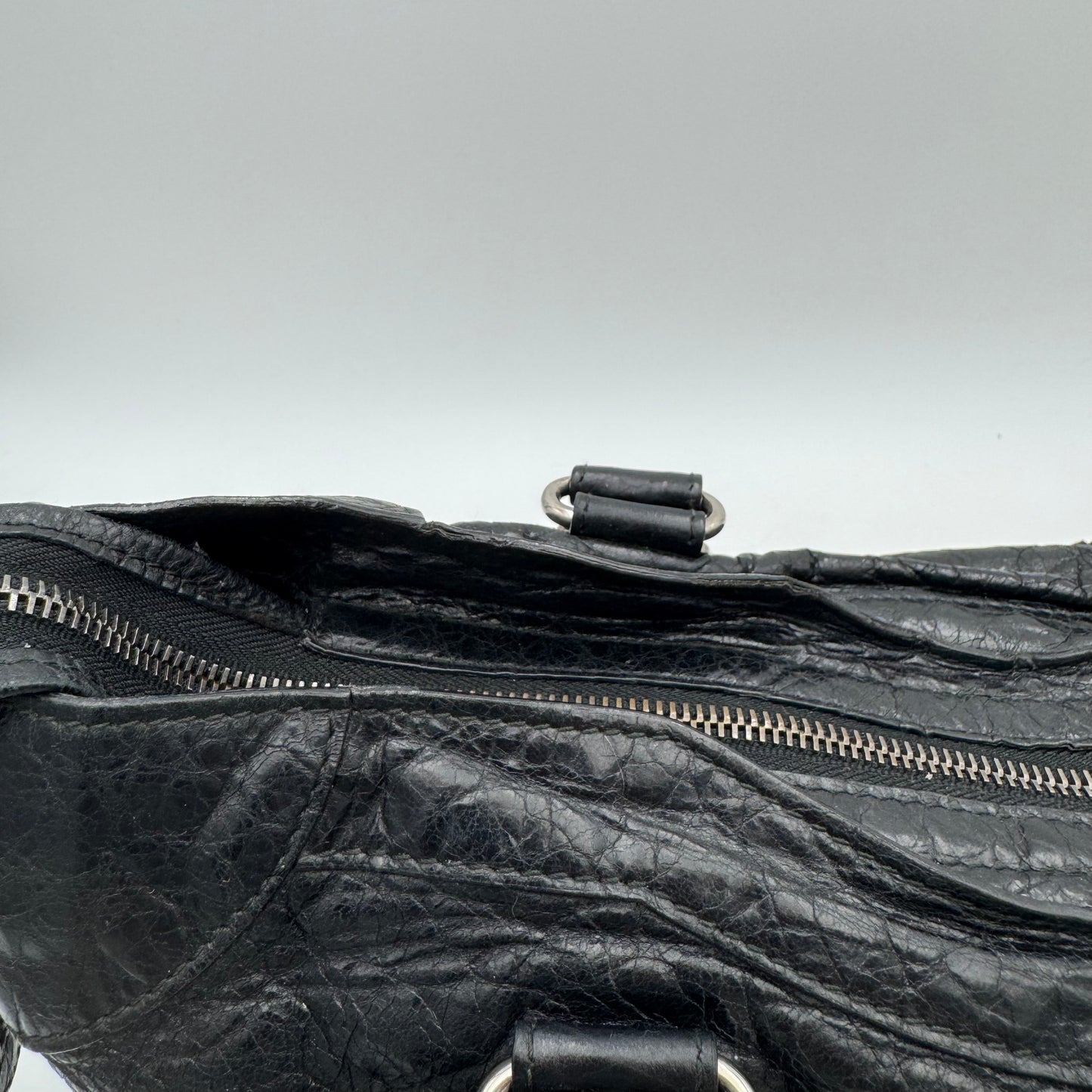 Balenciaga Black Arena Lambskin Metallic Edge City SHW