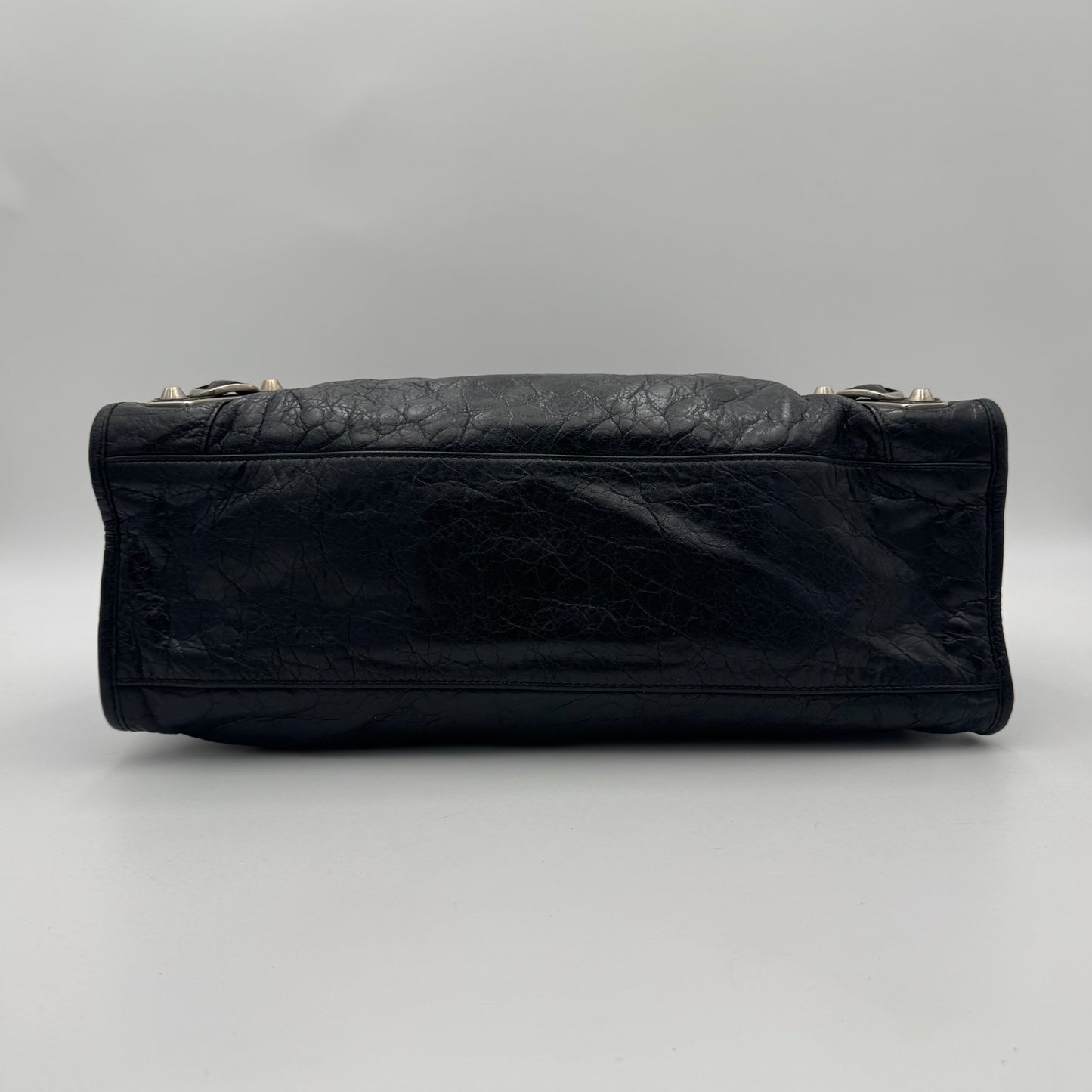 Balenciaga Black Arena Lambskin Metallic Edge City SHW