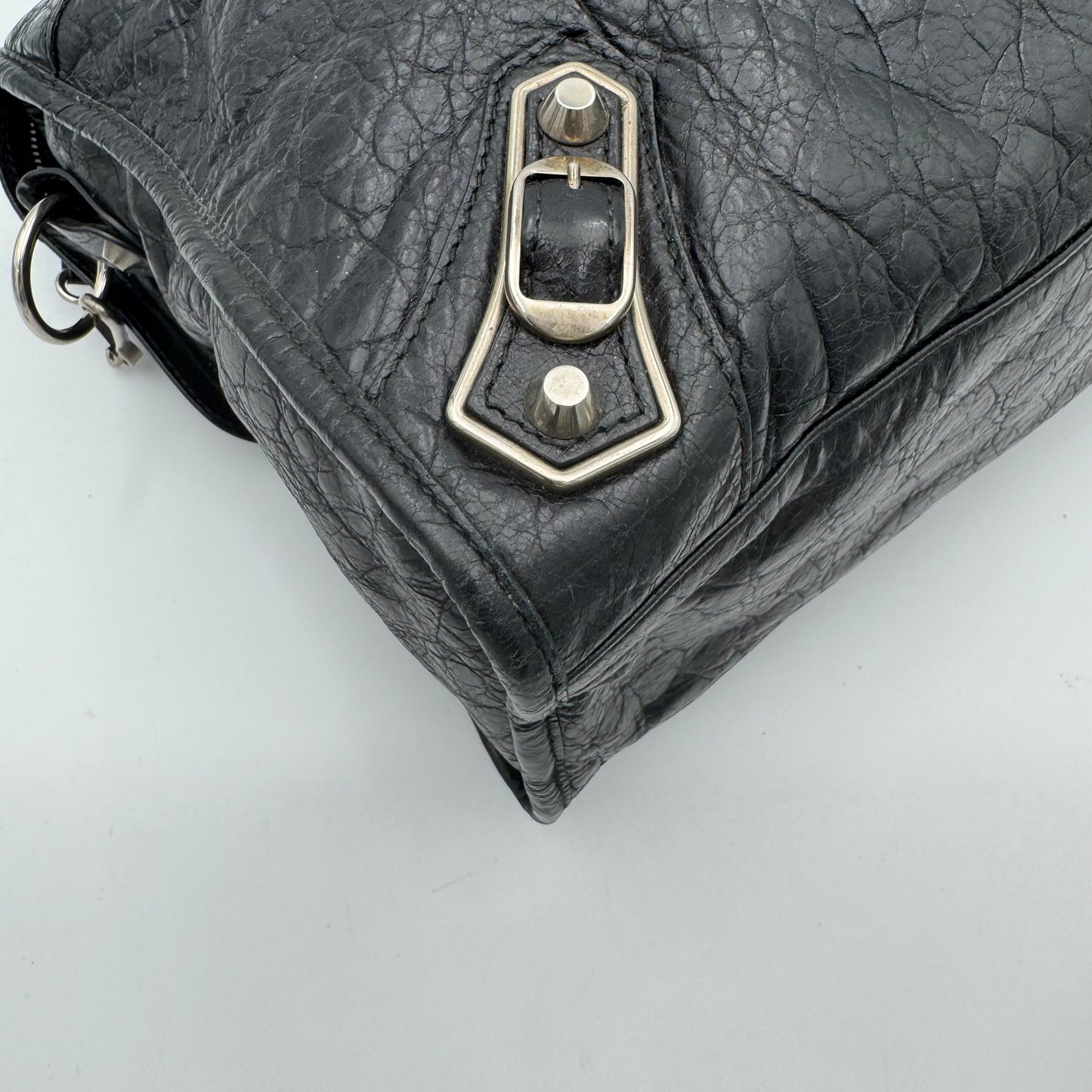 Balenciaga Black Arena Lambskin Metallic Edge City SHW