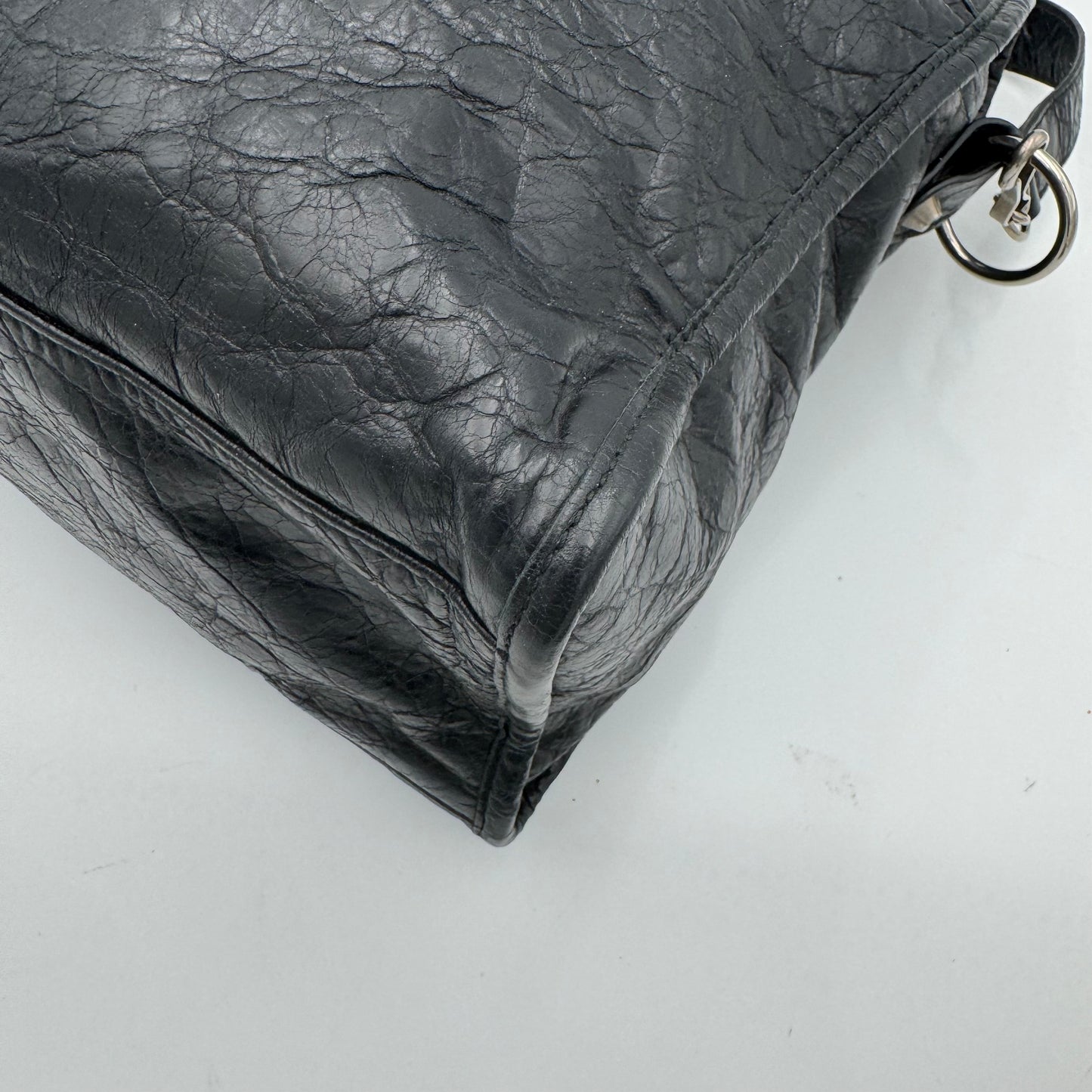 Balenciaga Black Arena Lambskin Metallic Edge City SHW