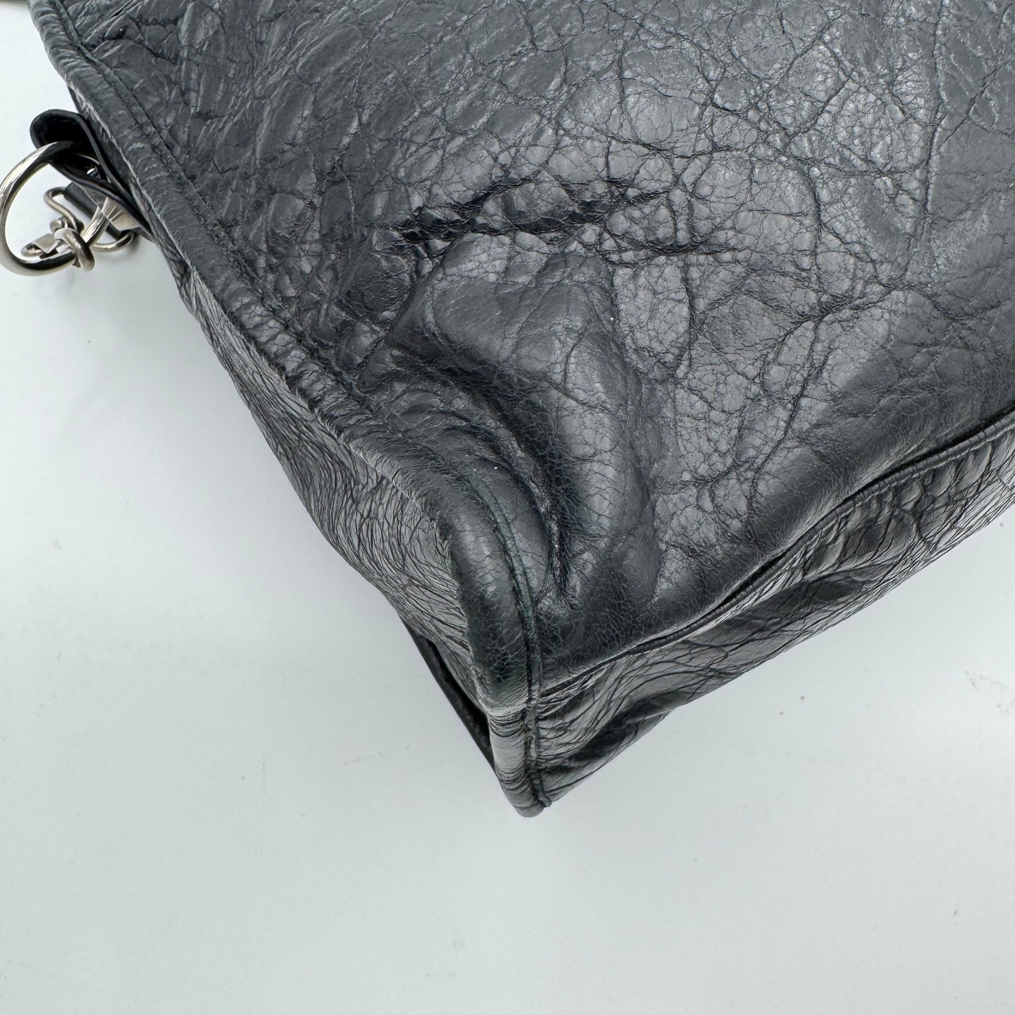 Balenciaga Black Arena Lambskin Metallic Edge City SHW