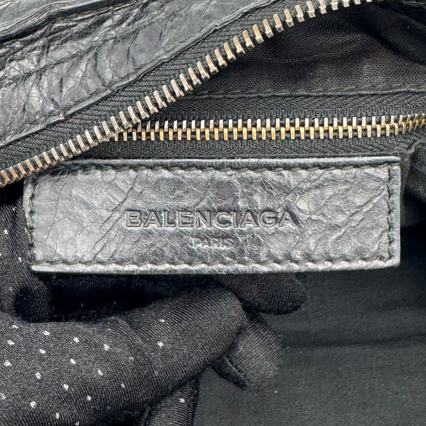 Balenciaga Black Arena Lambskin Metallic Edge City SHW