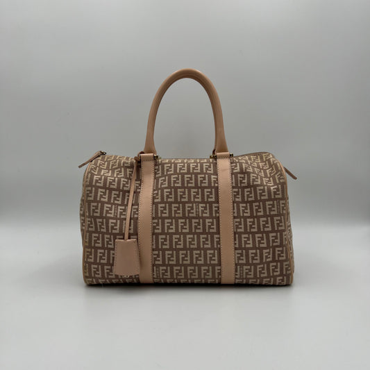 Fendi Pink Zucchino Canvas and Leather Boston