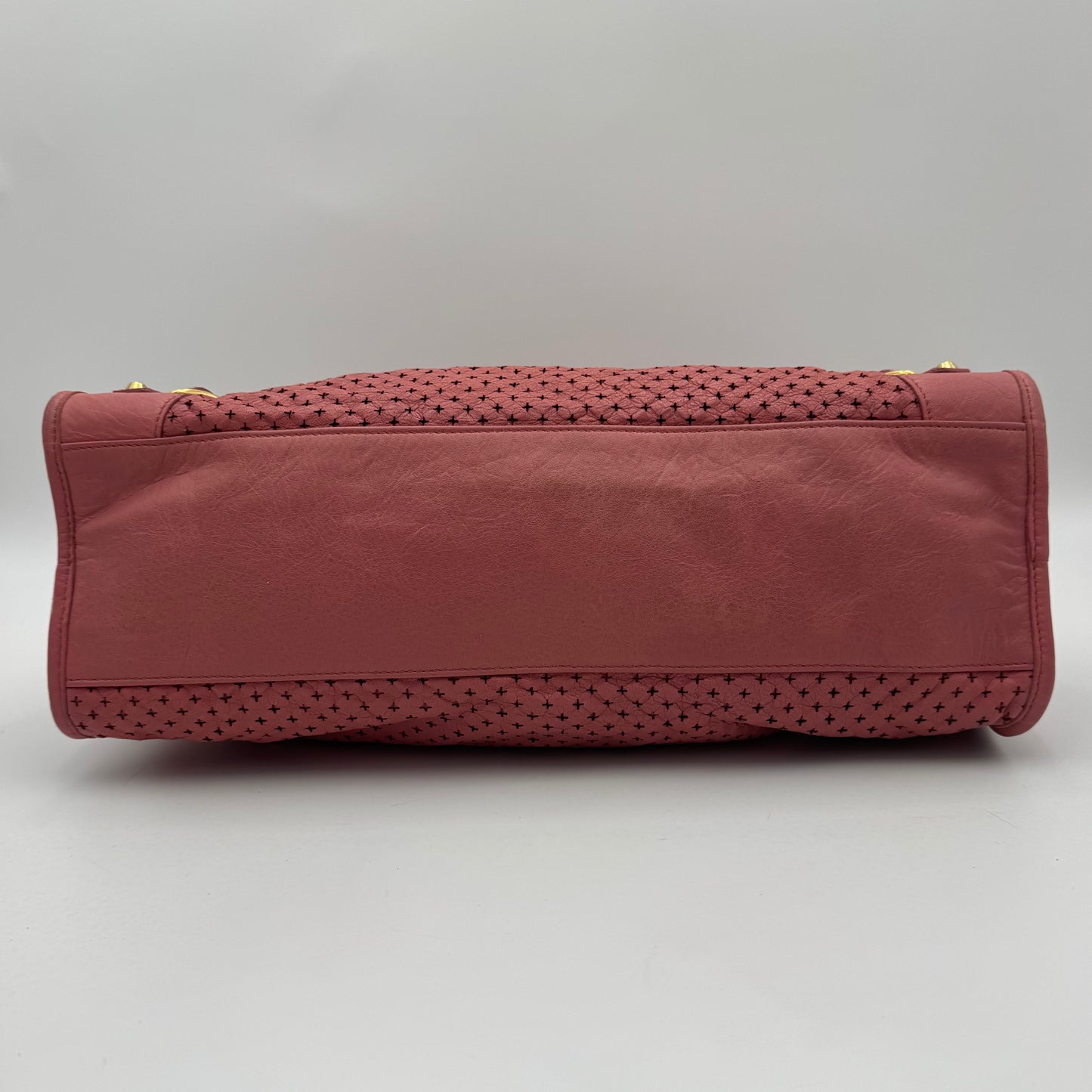 Balenciaga Pink Cross Perforated Leather Classic City GHW