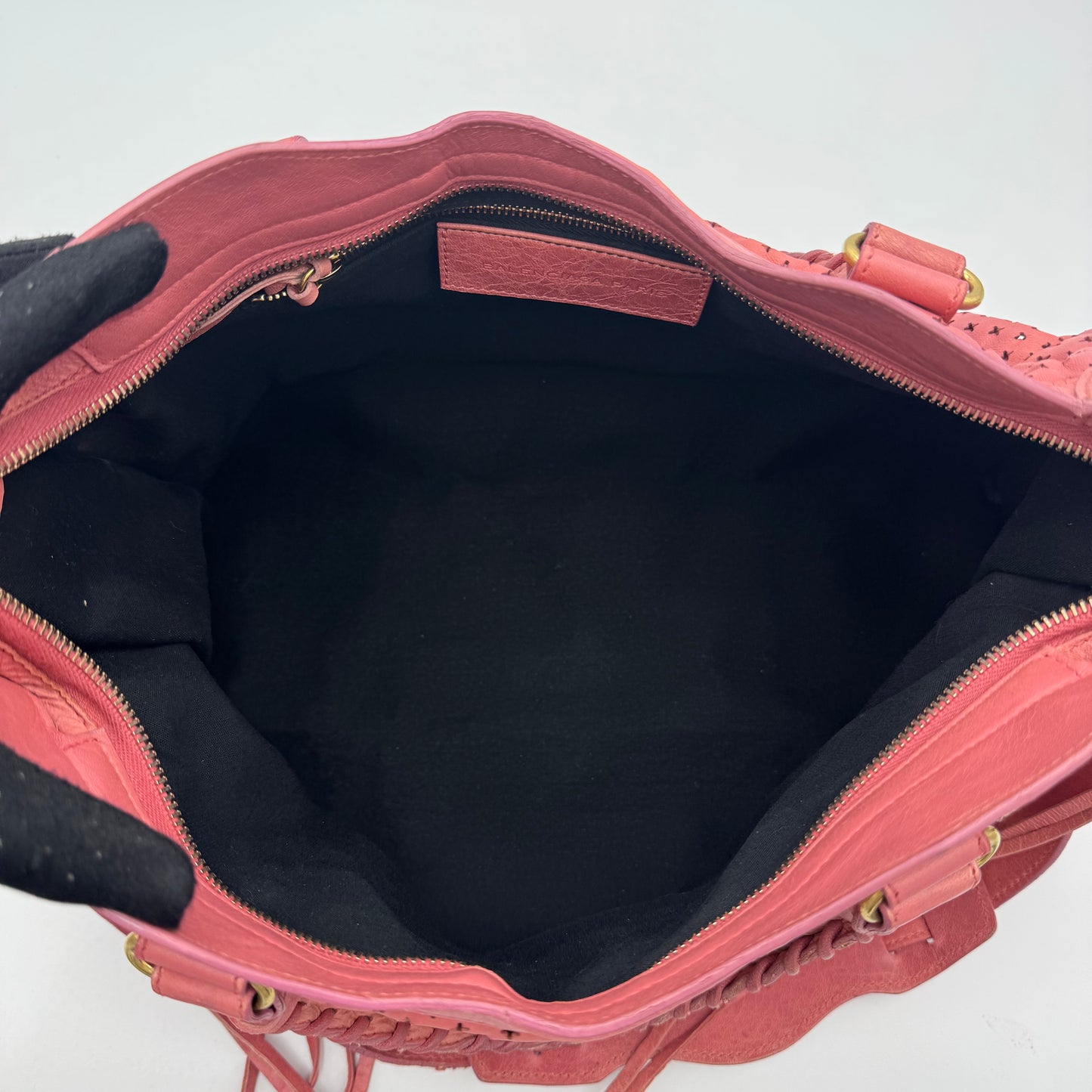 Balenciaga Pink Cross Perforated Leather Classic City GHW