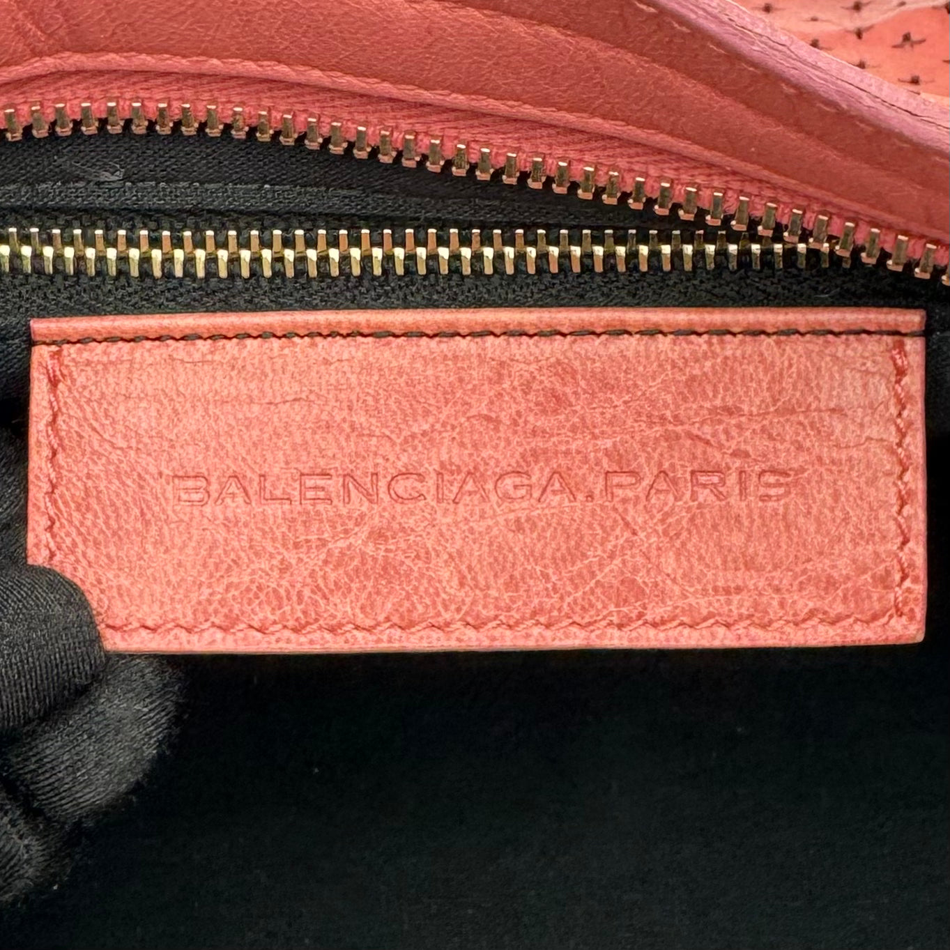 Balenciaga Pink Cross Perforated Leather Classic City GHW