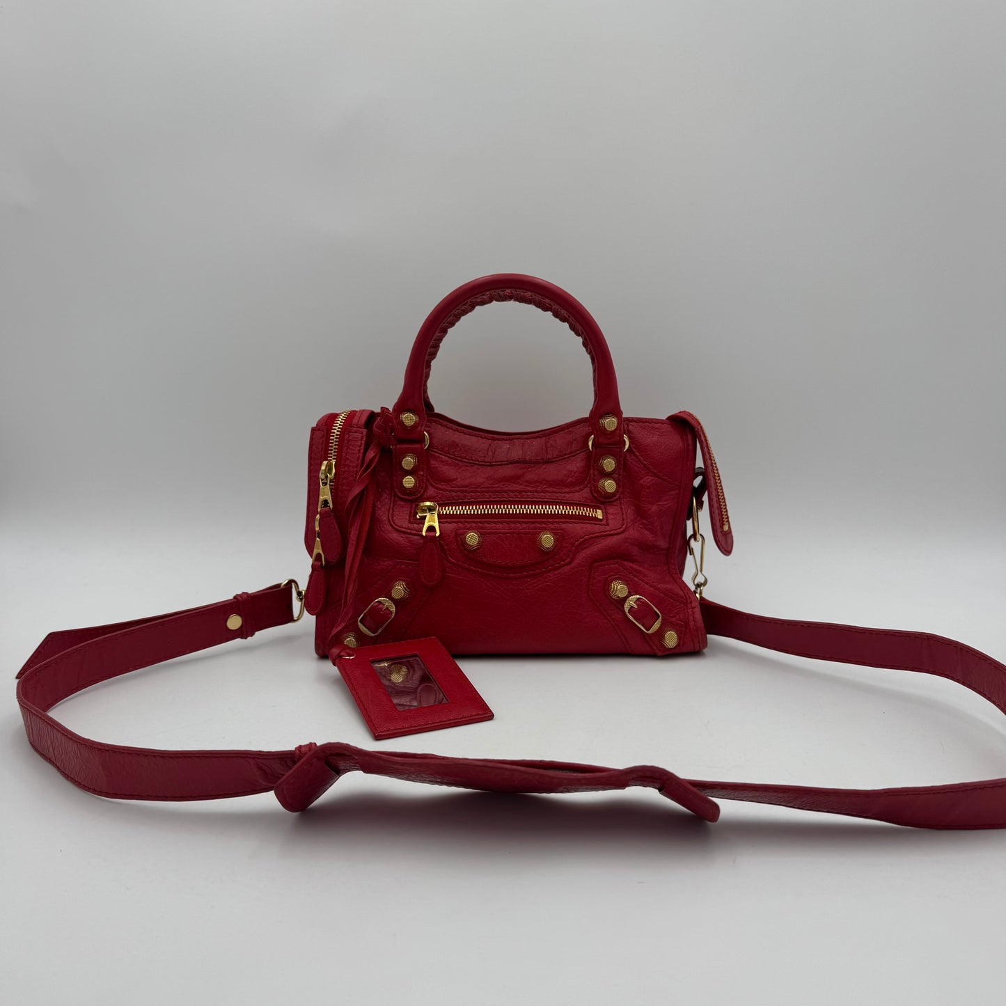 Balenciaga Red Leather Giant 12 Mini City GHW