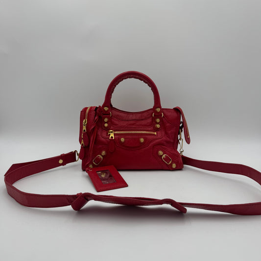 Balenciaga Red Leather Giant 12 Mini City GHW