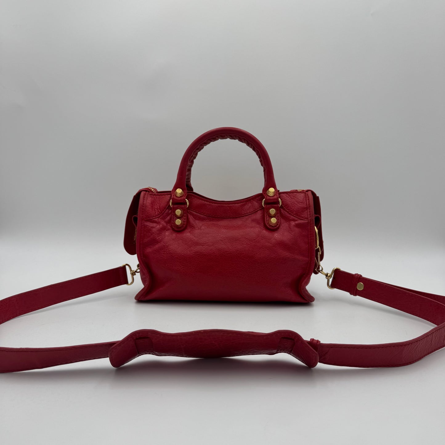 Balenciaga Red Leather Giant 12 Mini City GHW