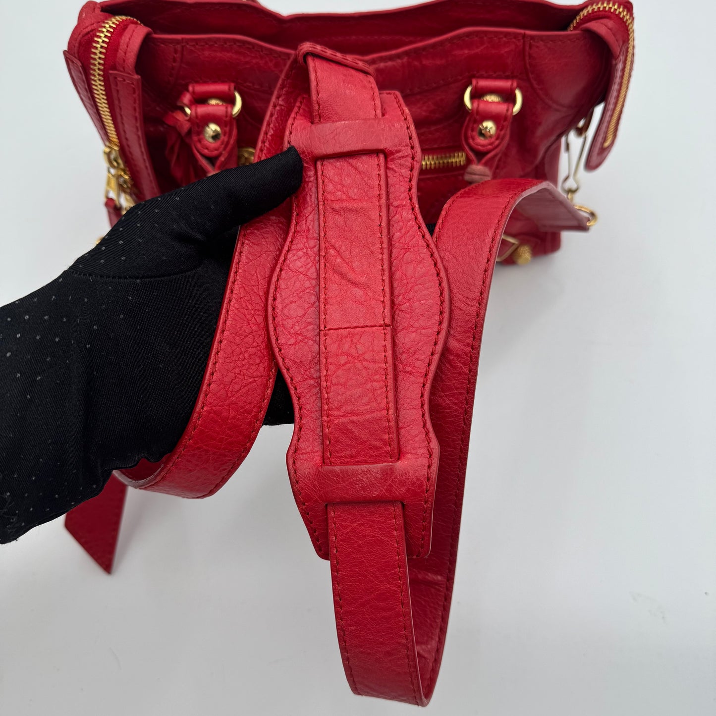 Balenciaga Red Leather Giant 12 Mini City GHW