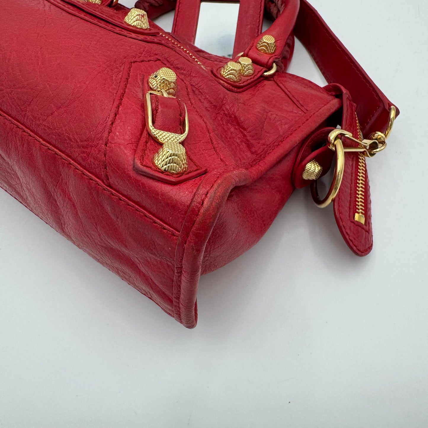 Balenciaga Red Leather Giant 12 Mini City GHW