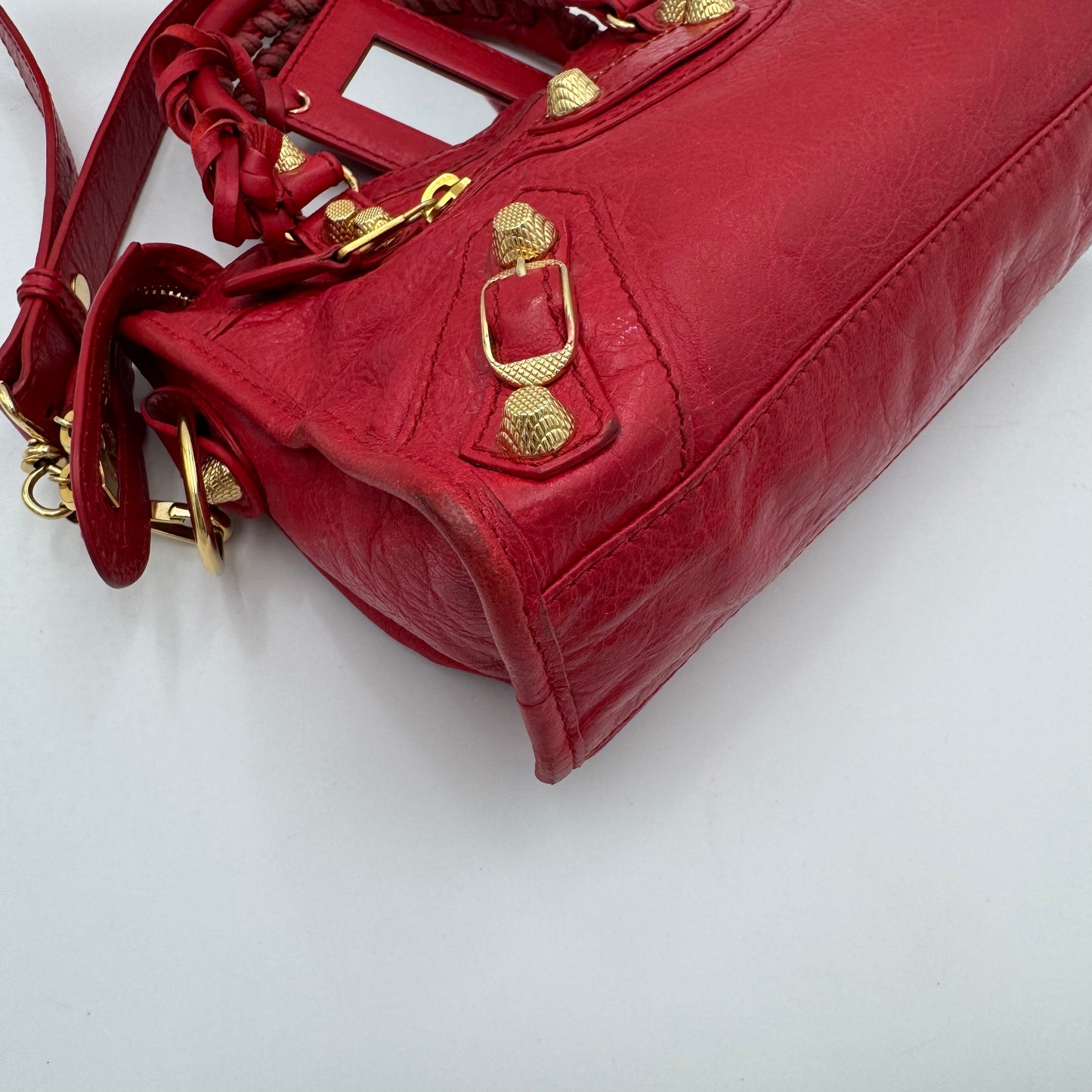 Balenciaga Red Leather Giant 12 Mini City GHW