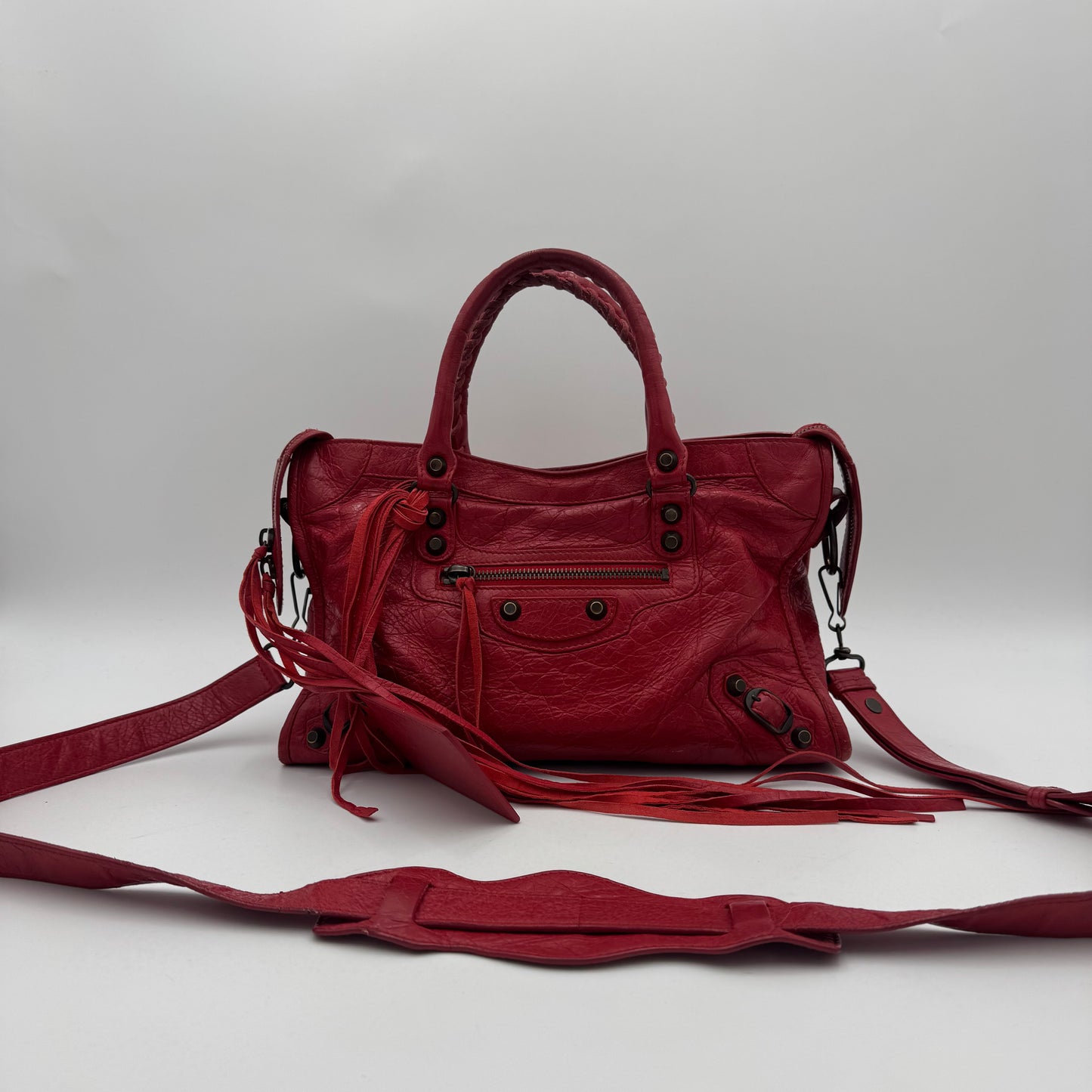 Balenciaga Red Leather Classic Small City