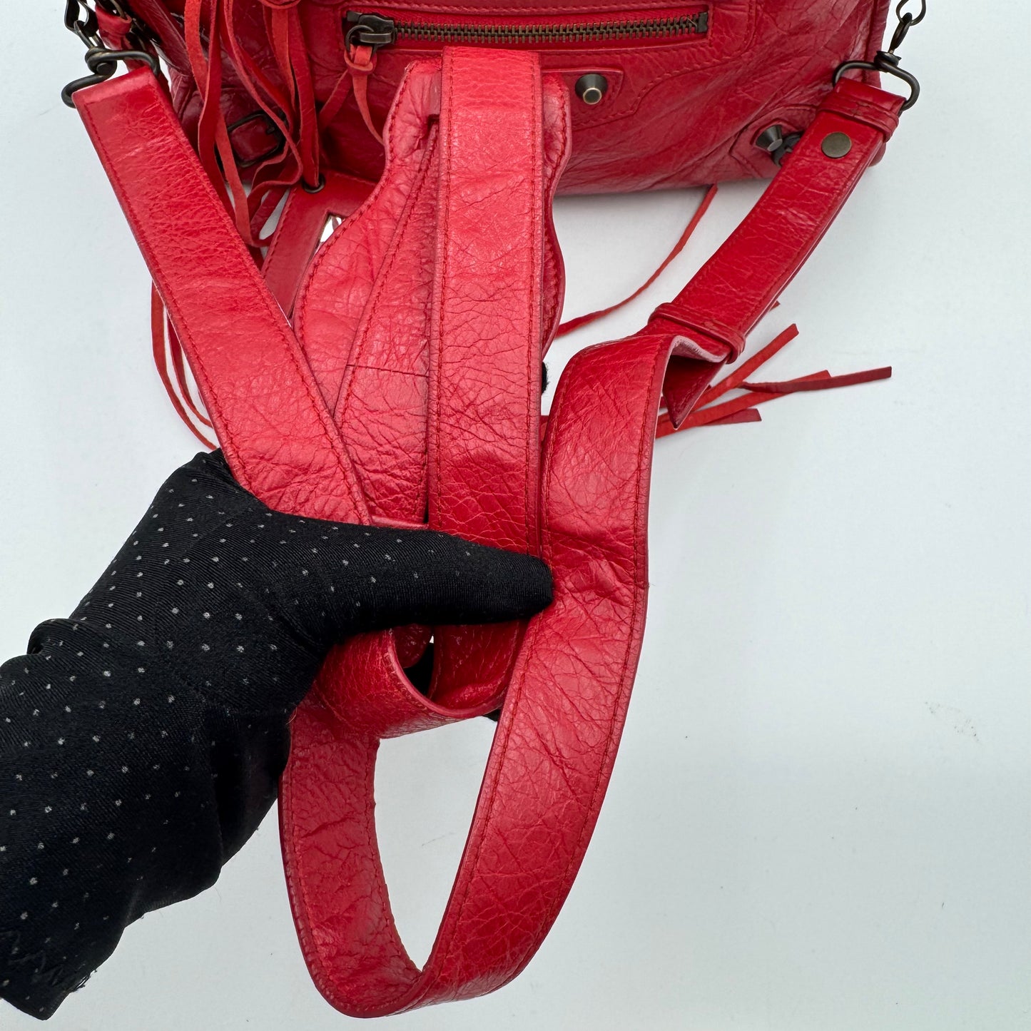Balenciaga Red Leather Classic Small City