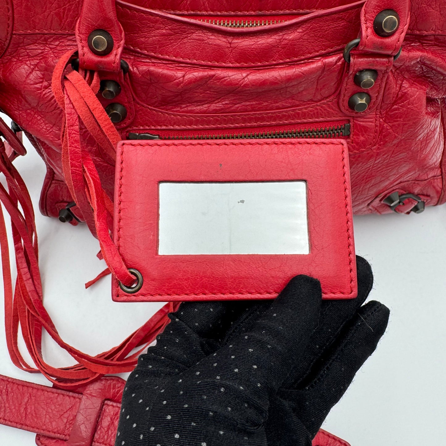 Balenciaga Red Leather Classic Small City