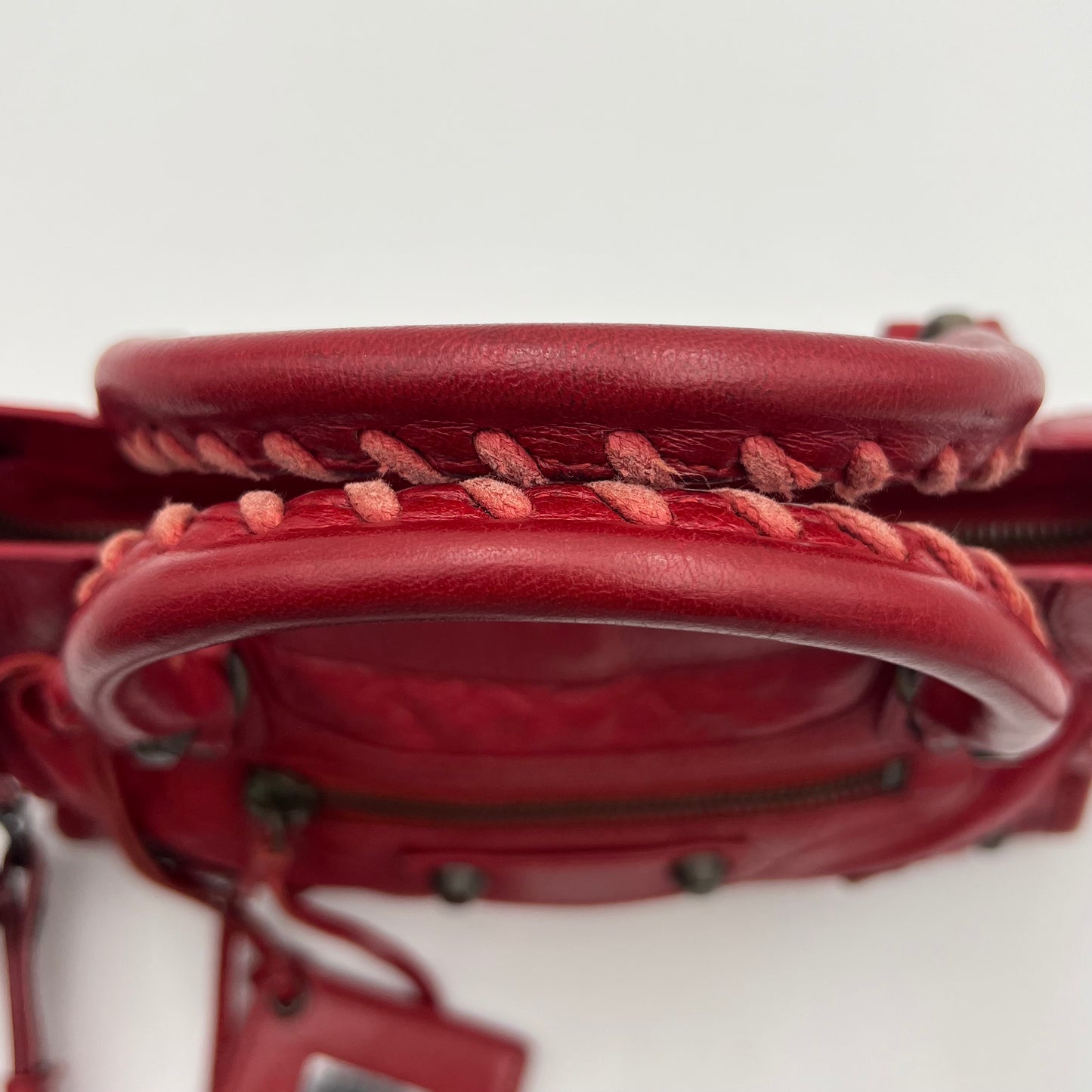 Balenciaga Red Leather Mini City Bag
