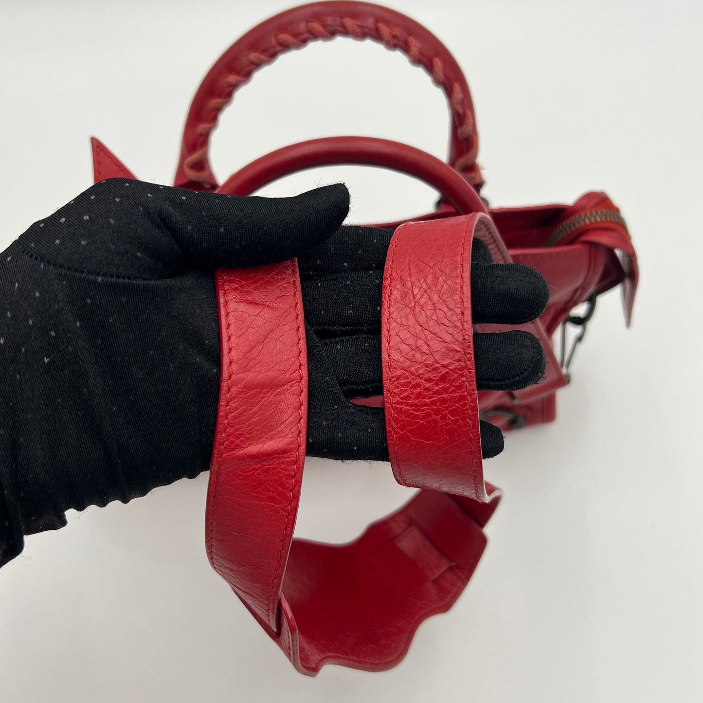 Balenciaga Red Leather Mini City Bag