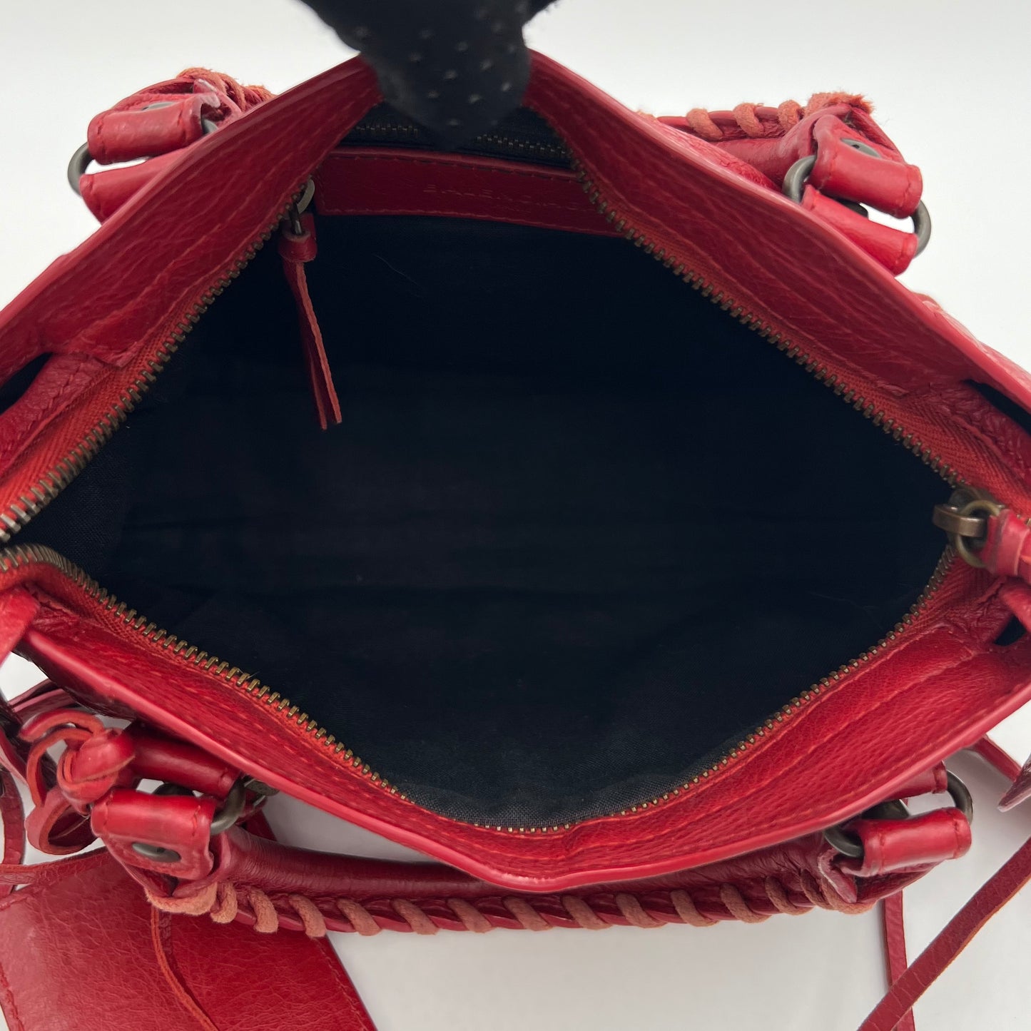 Balenciaga Red Leather Mini City Bag