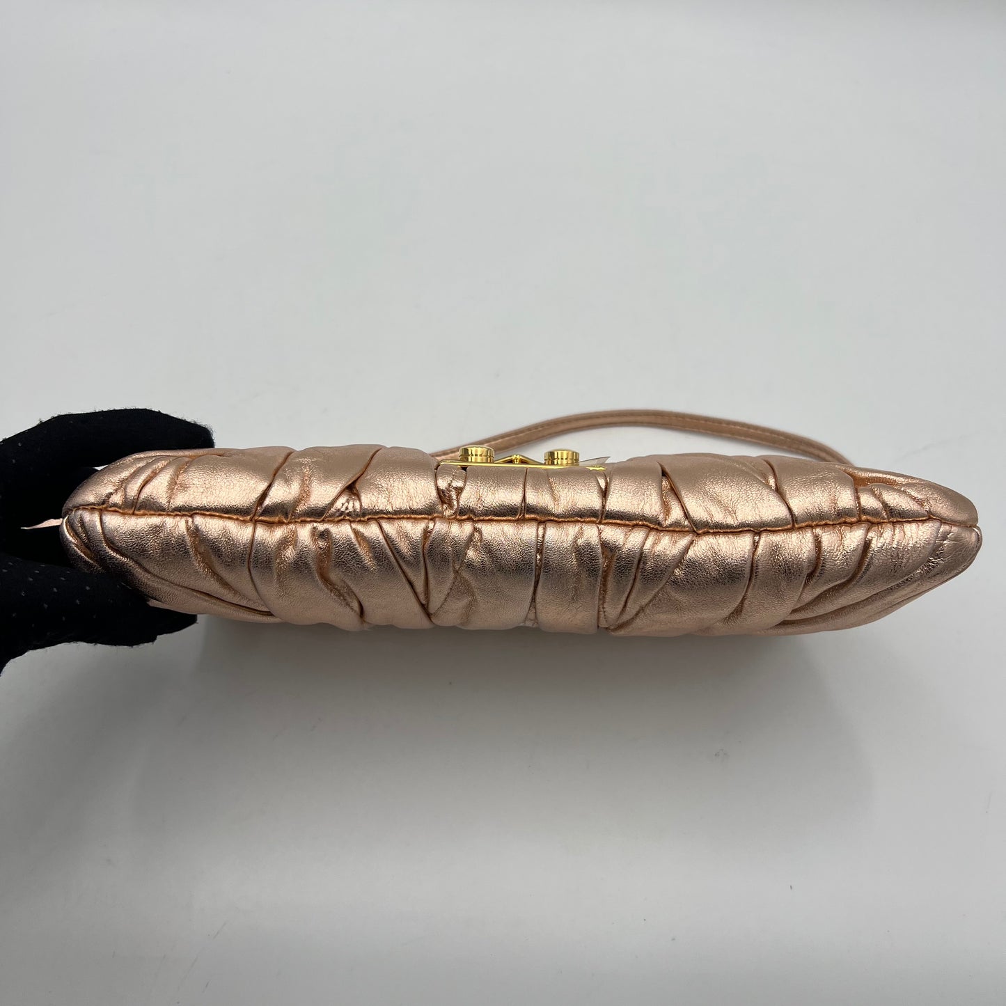 Miu Miu Metallic Pink Quilted Matelasse Leather Buckle Flap Shoulder Bag GHW