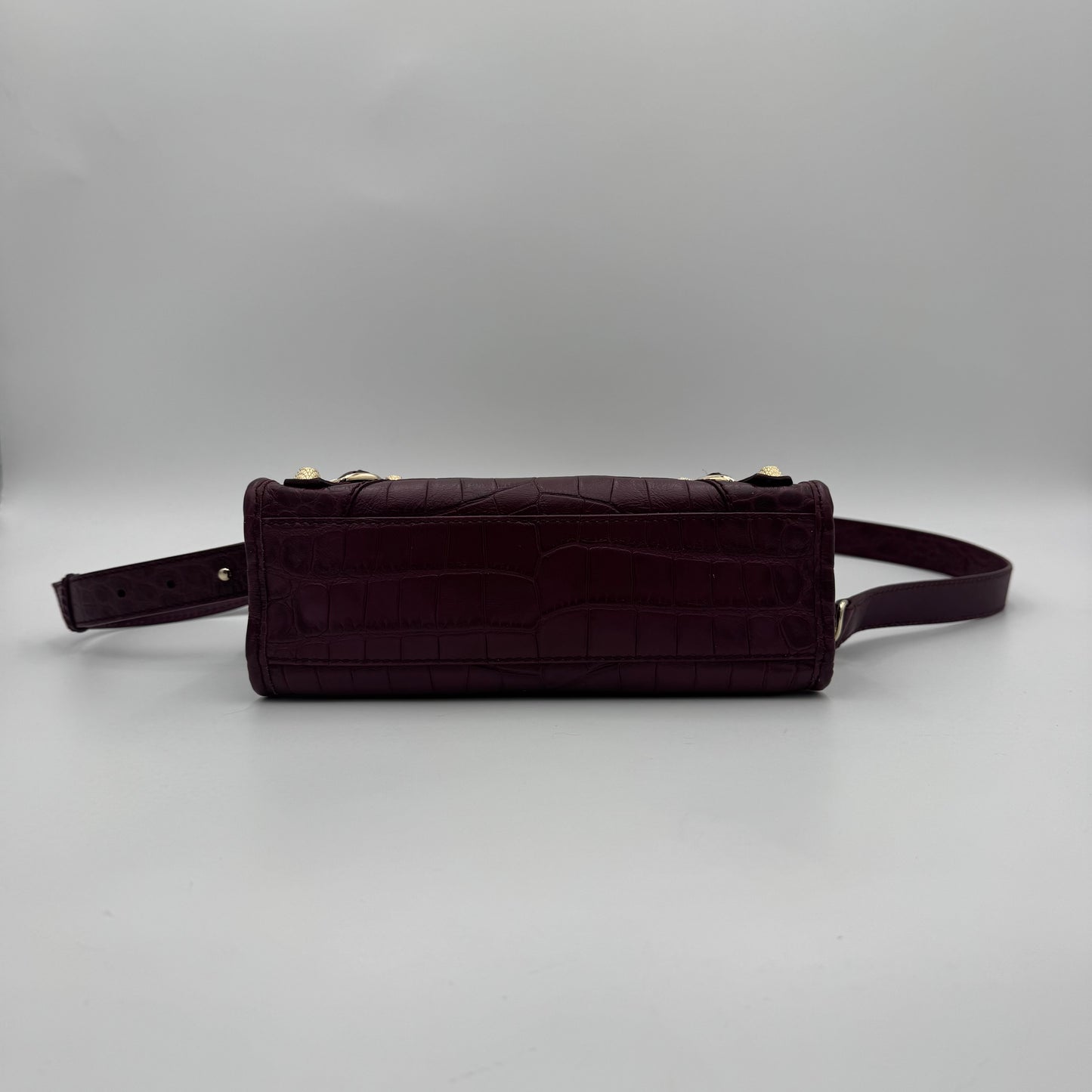 Balenciaga Burgundy Croc Embossed Leather Giant 12 Mini City GWH
