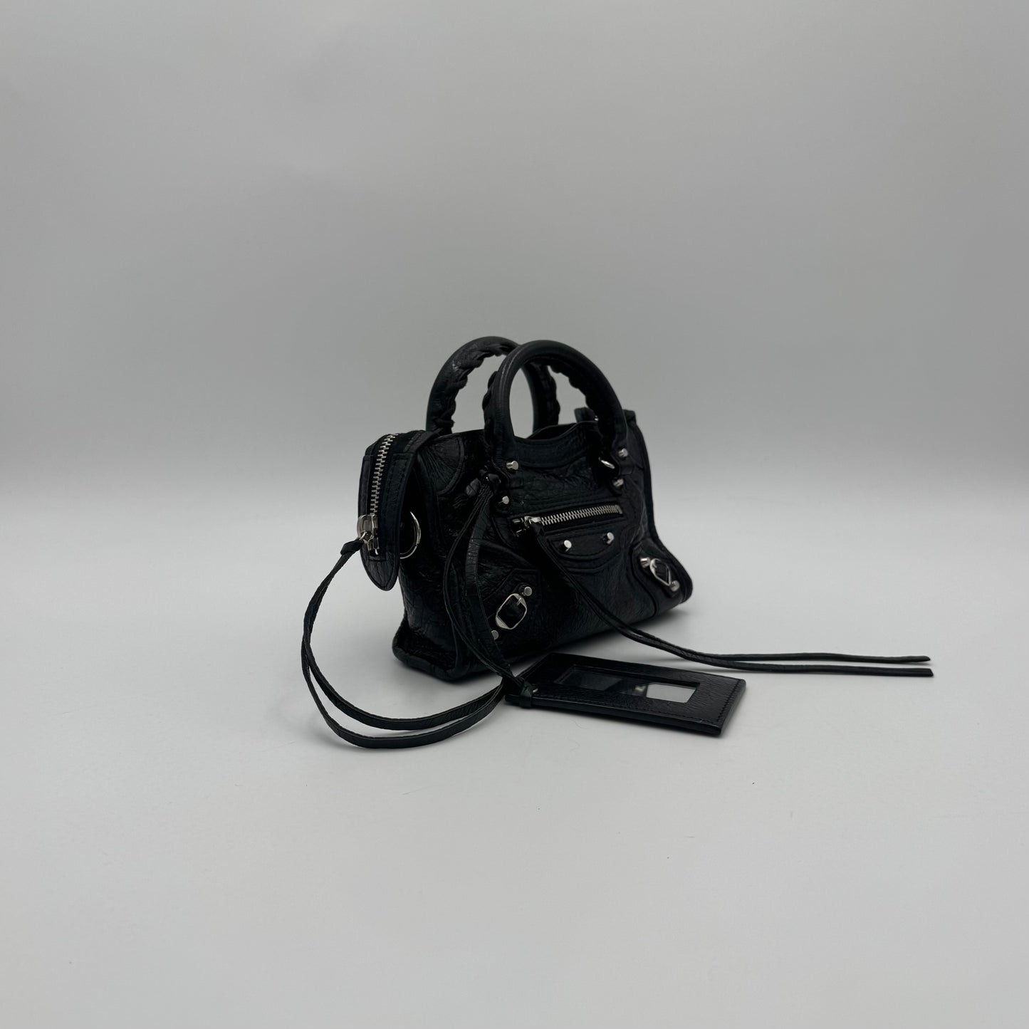 Balenciaga Black Leather Nano City SHW
