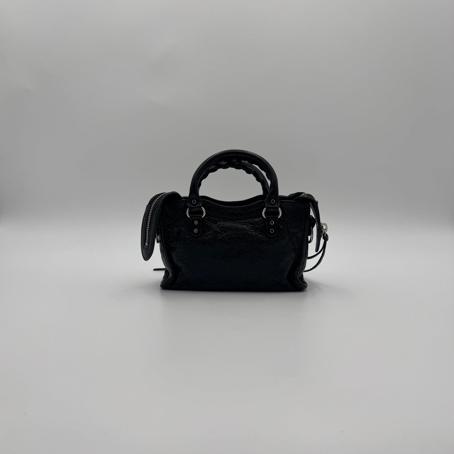 Balenciaga Black Leather Nano City SHW