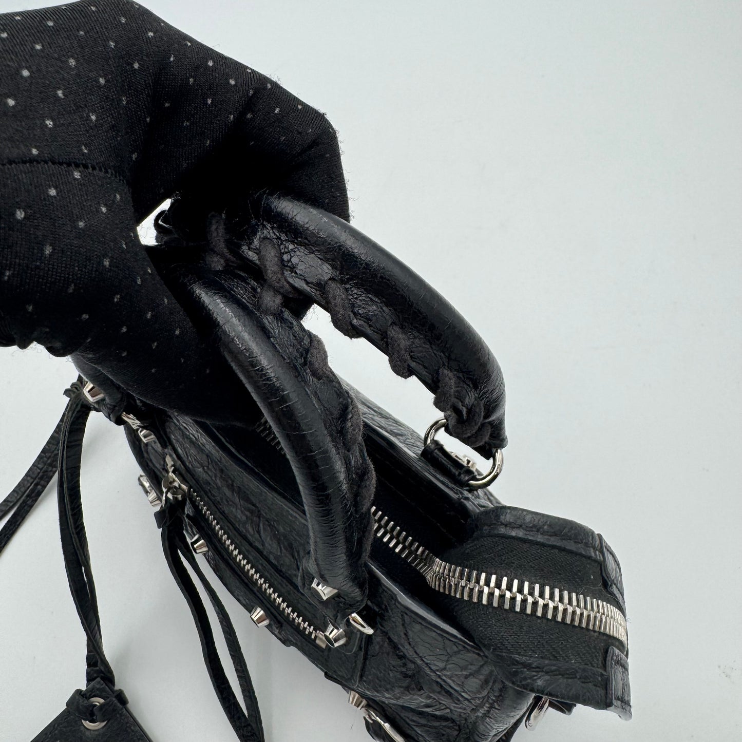 Balenciaga Black Leather Nano City SHW
