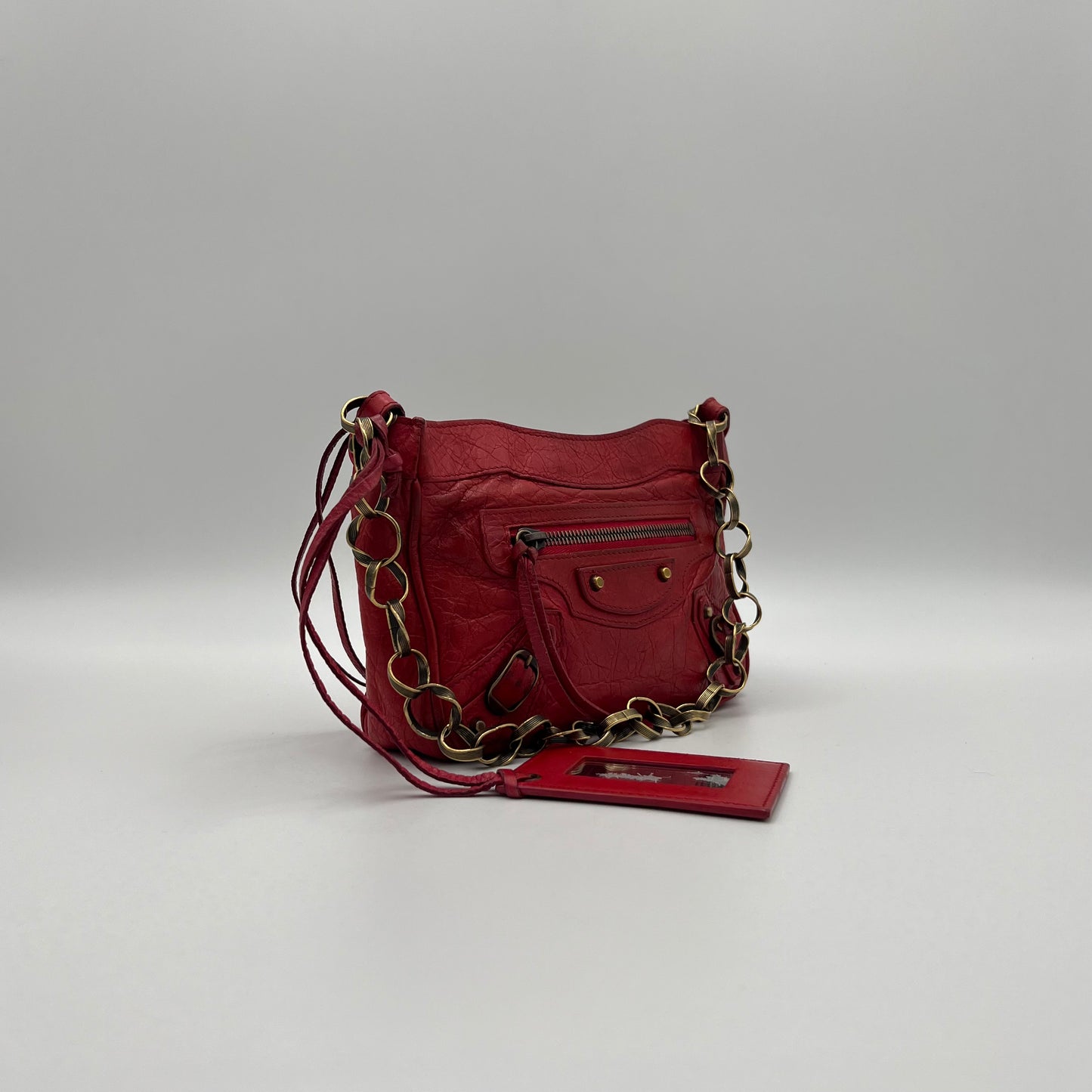 Balenciaga Red Leather Chain The Shoulder Bag